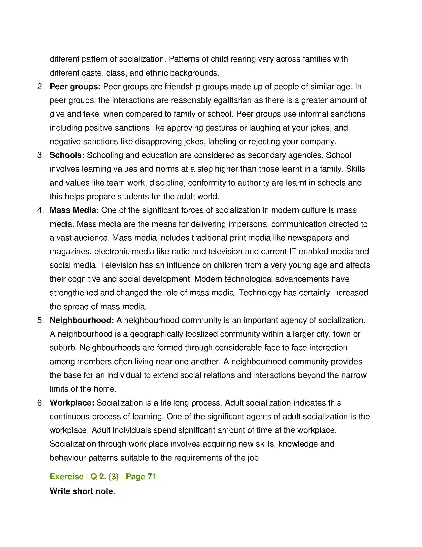 Maharashtra Board Class 11th Sociology Socialization Solution 4