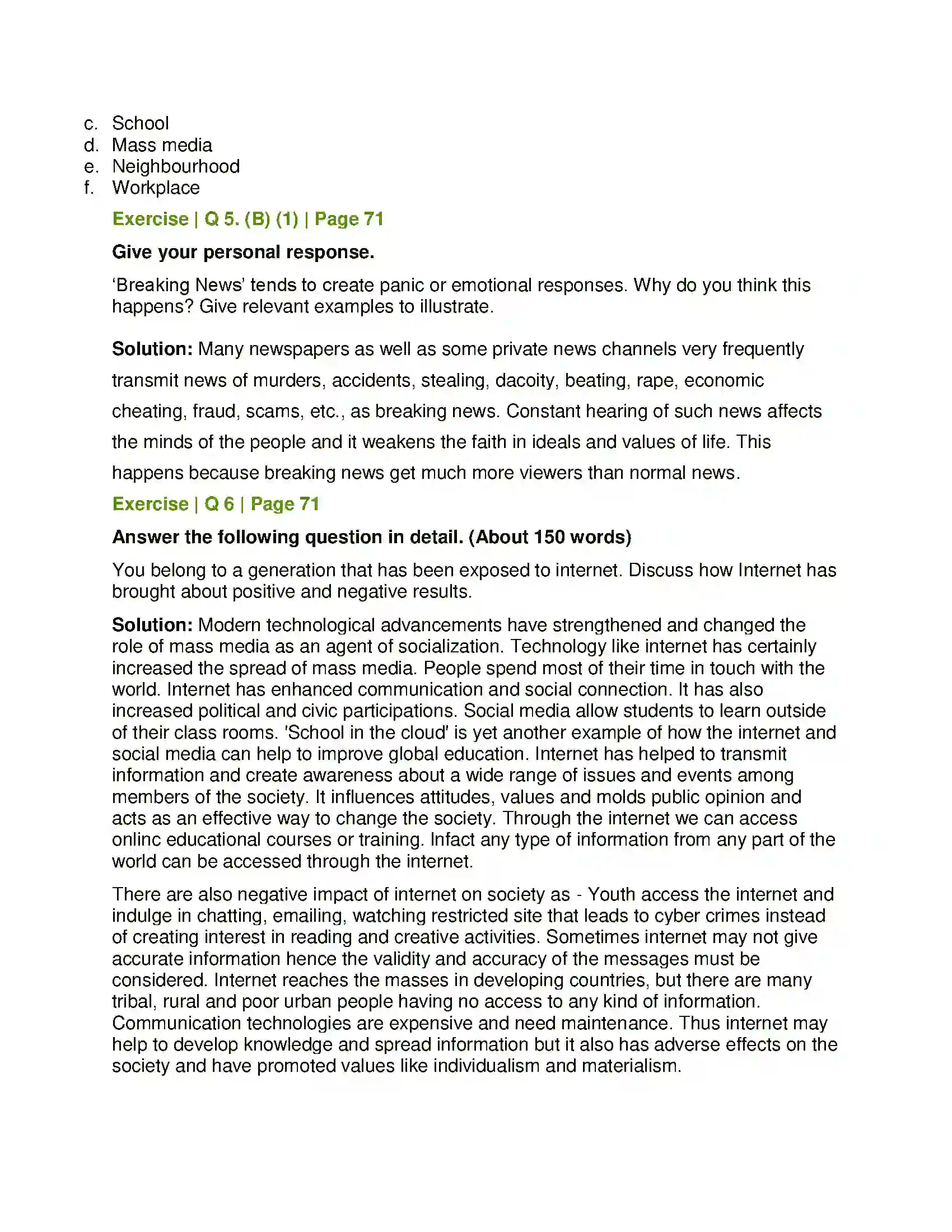 Maharashtra Board Class 11th Sociology Socialization Solution 7