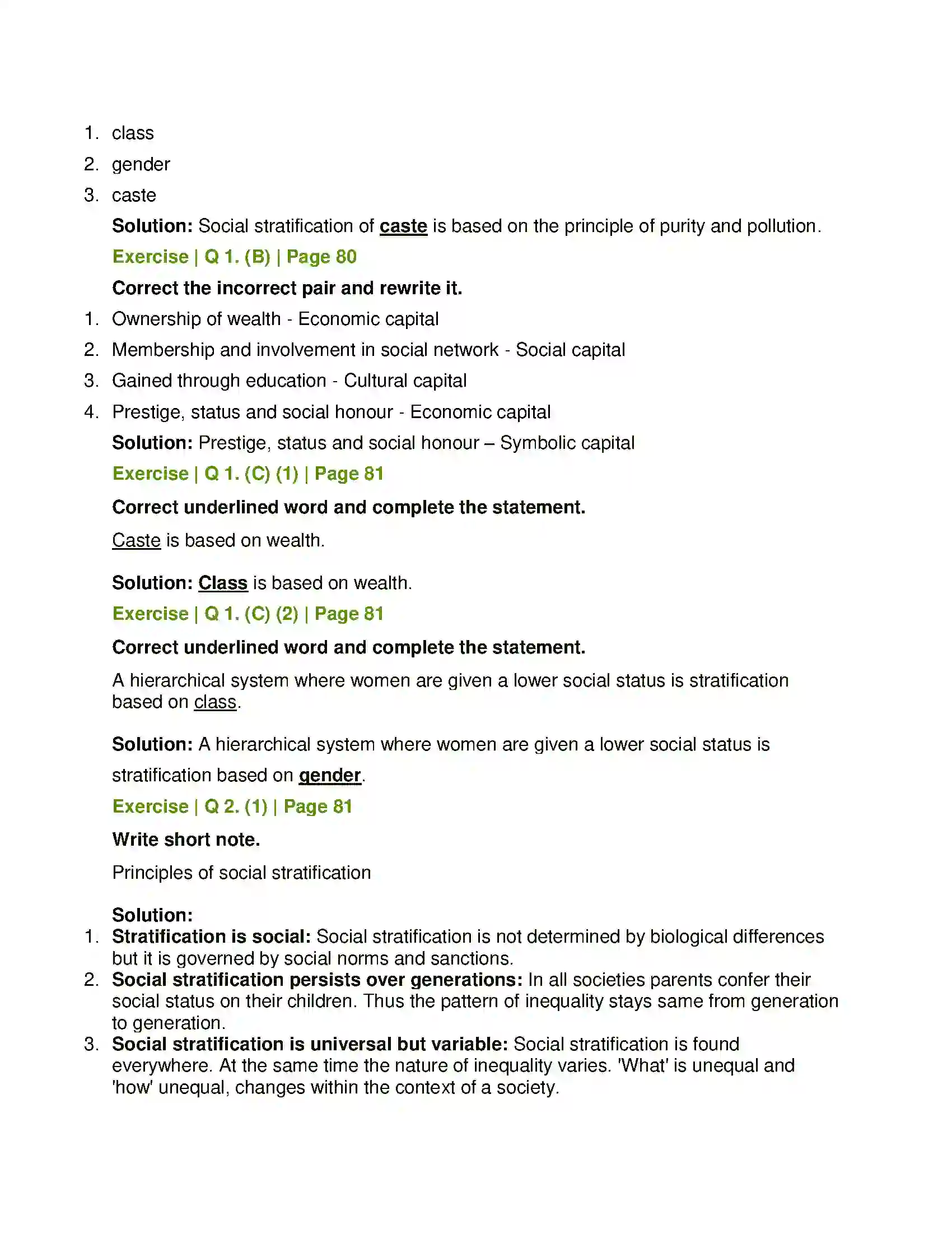 Maharashtra Board Class 11th Sociology Social Stratification Solution 2