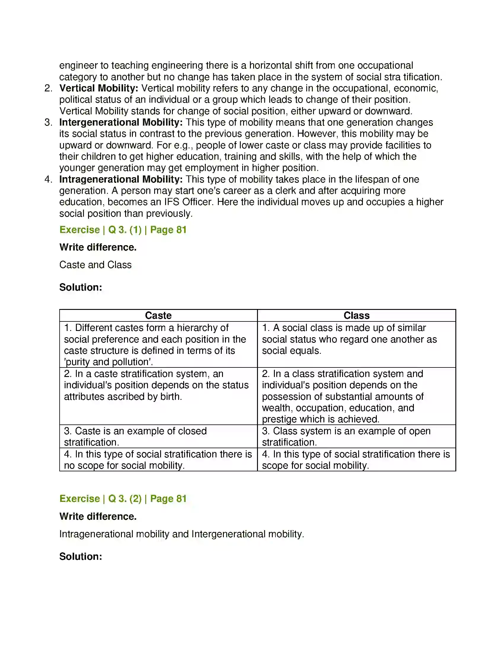 Maharashtra Board Class 11th Sociology Social Stratification Solution 4