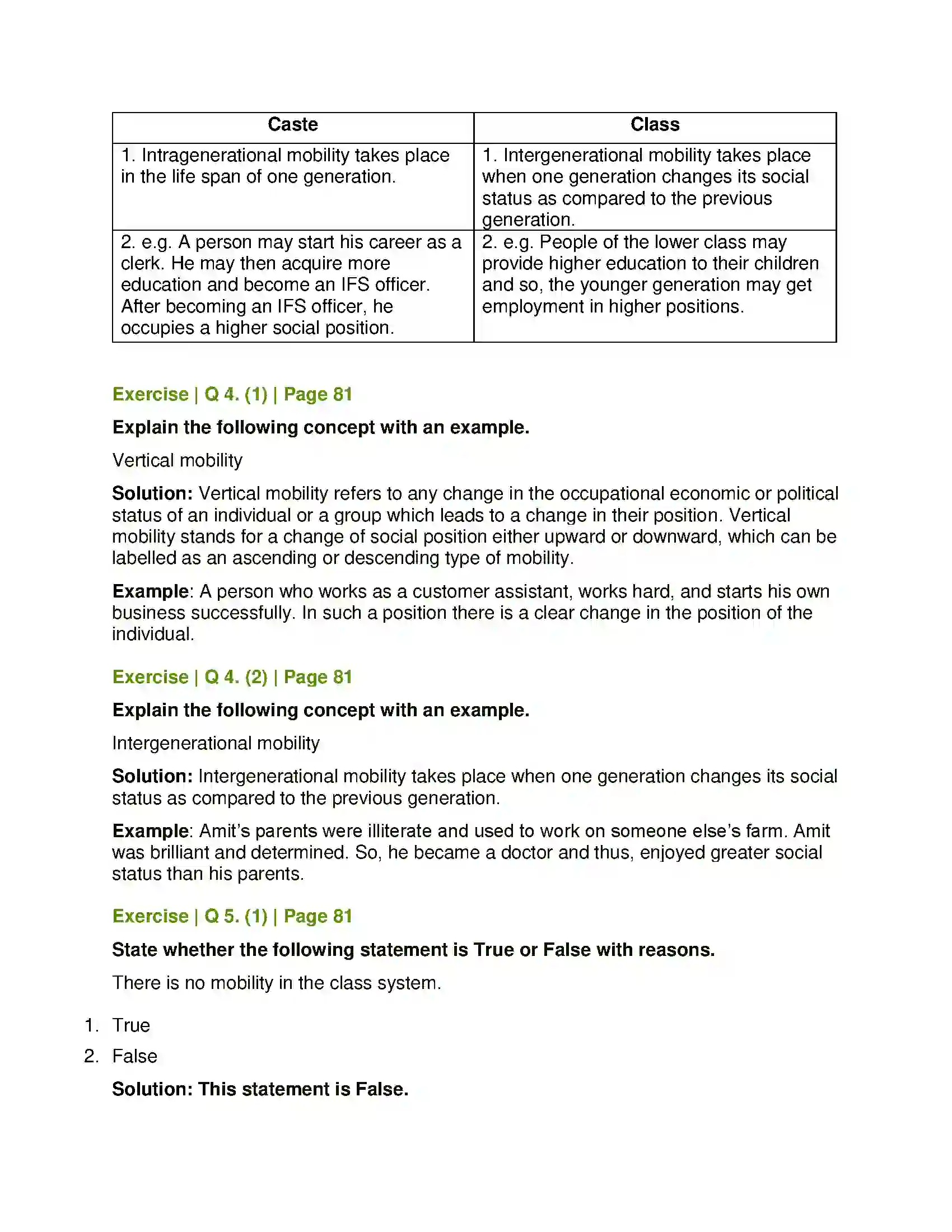 Maharashtra Board Class 11th Sociology Social Stratification Solution 5
