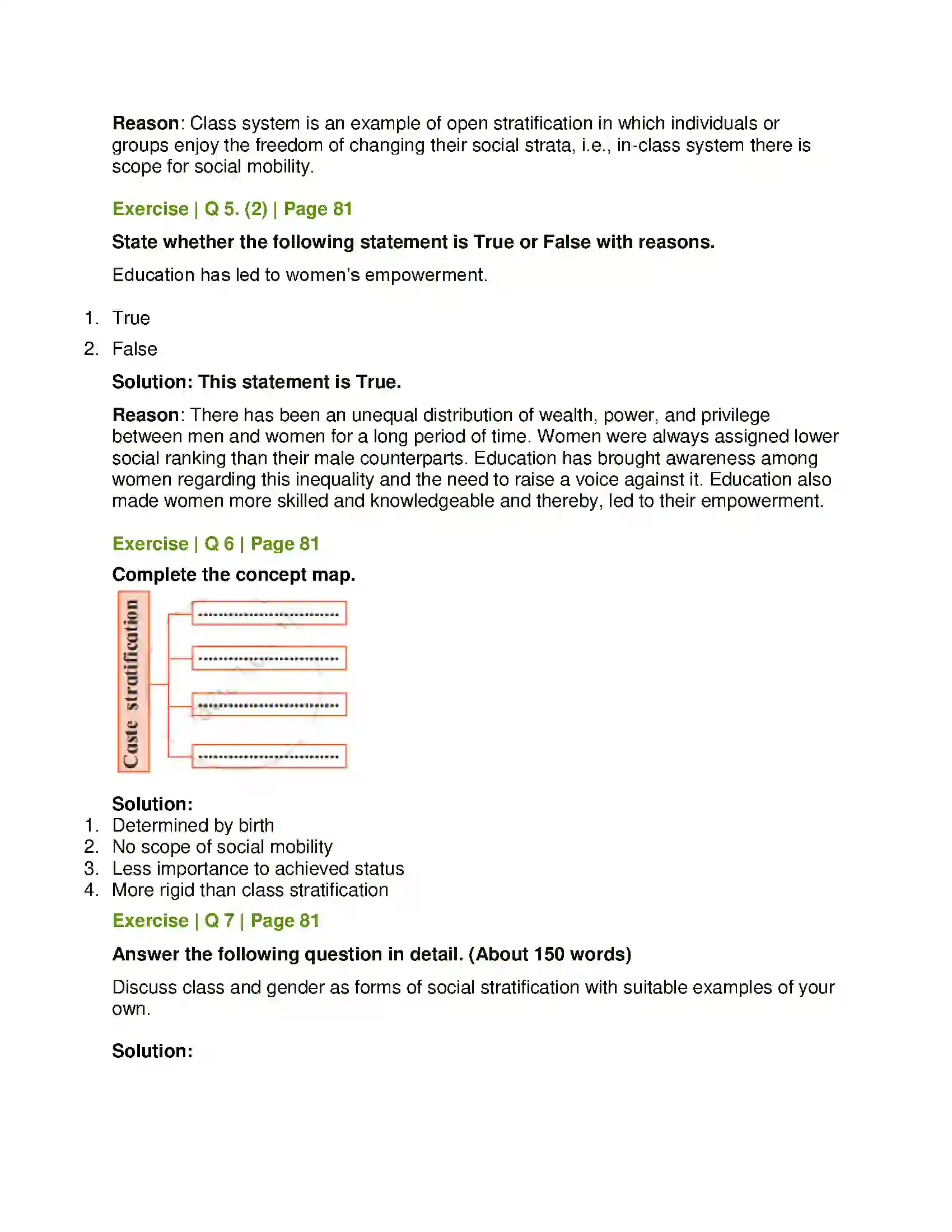 Maharashtra Board Class 11th Sociology Social Stratification Solution 6