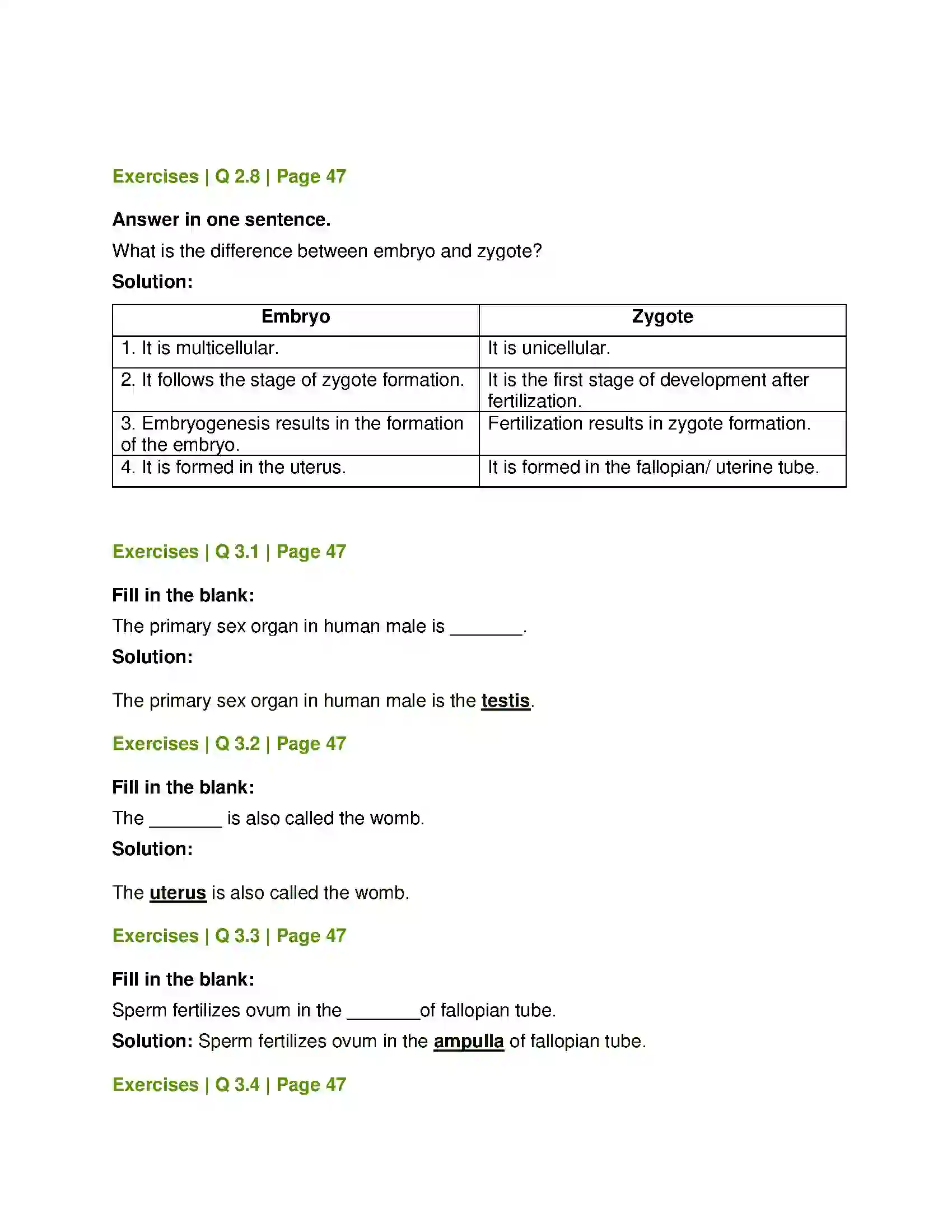 Maharashtra Board Class 12th Biology Reproduction in Lower and Higher Animals Solution 6