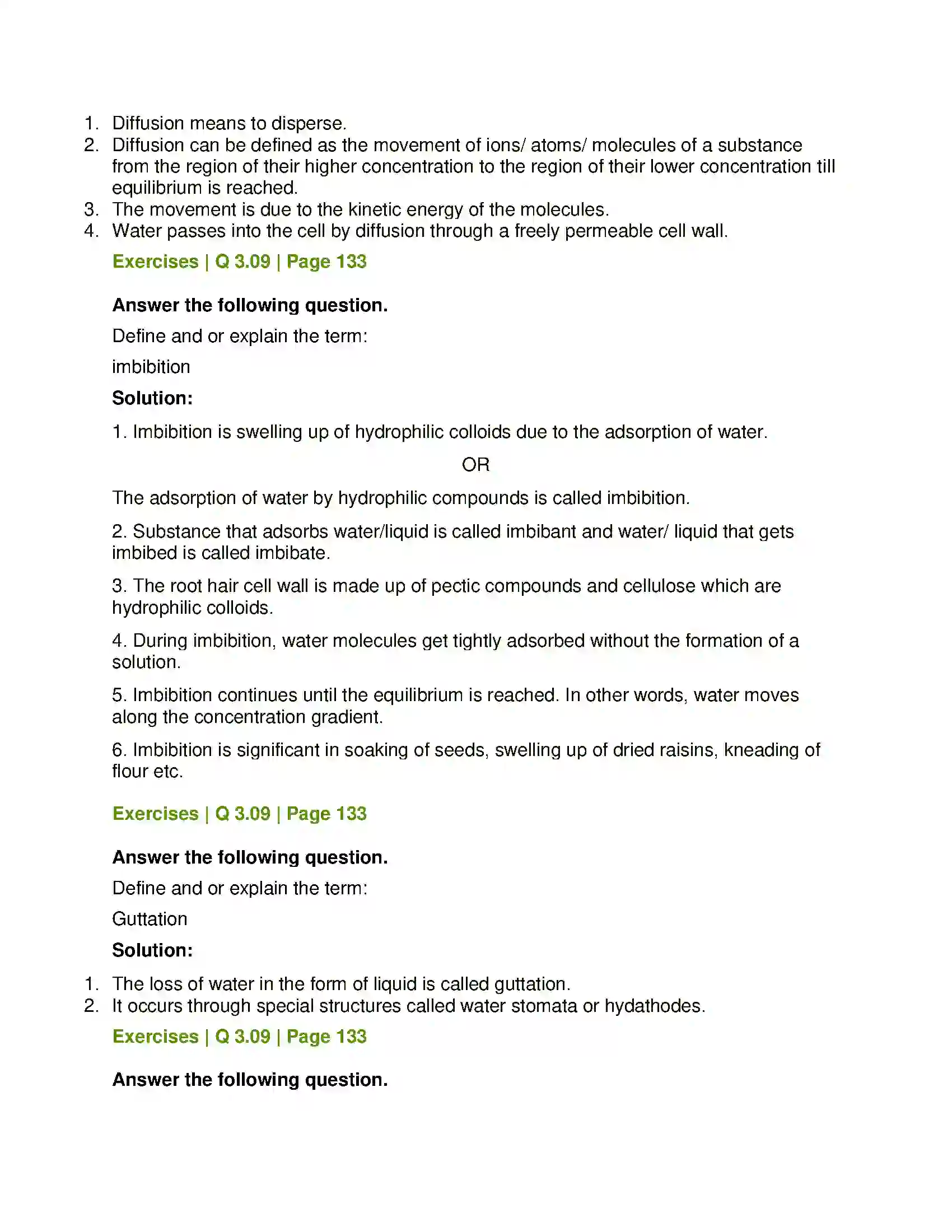 Maharashtra Board Class 12th Biology Plant Water Relation Solution 14
