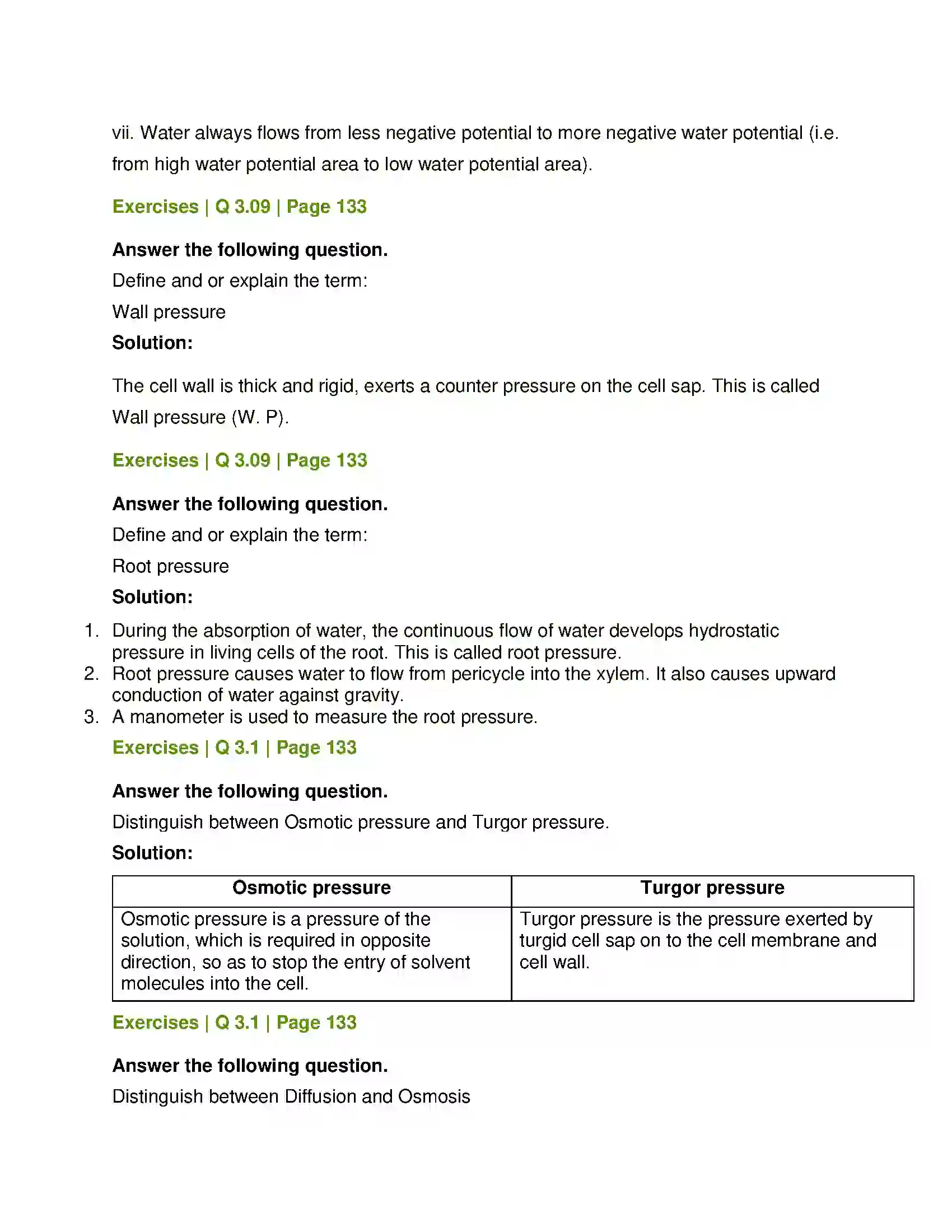 Maharashtra Board Class 12th Biology Plant Water Relation Solution 17
