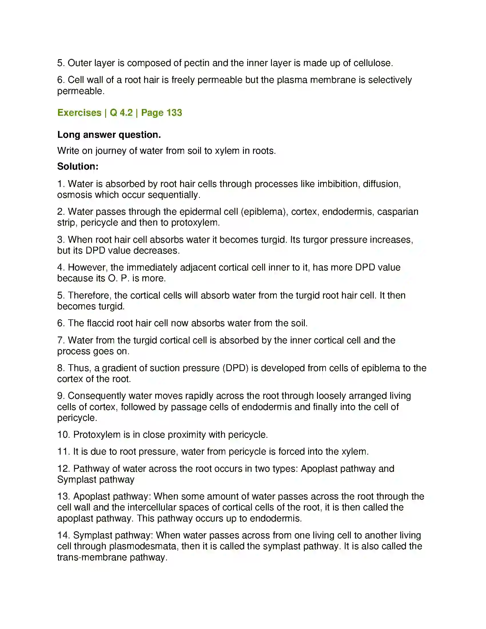 Maharashtra Board Class 12th Biology Plant Water Relation Solution 20