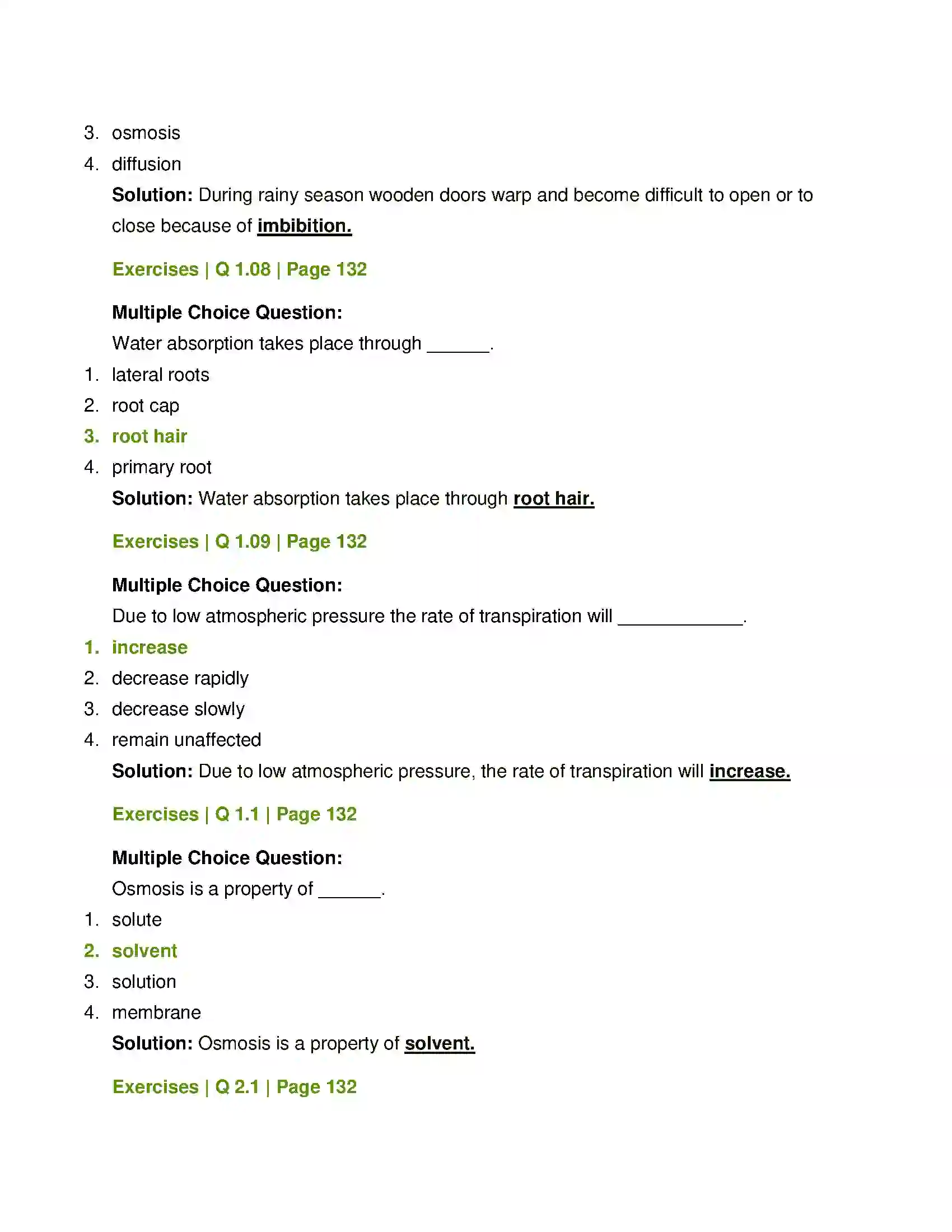 Maharashtra Board Class 12th Biology Plant Water Relation Solution 3