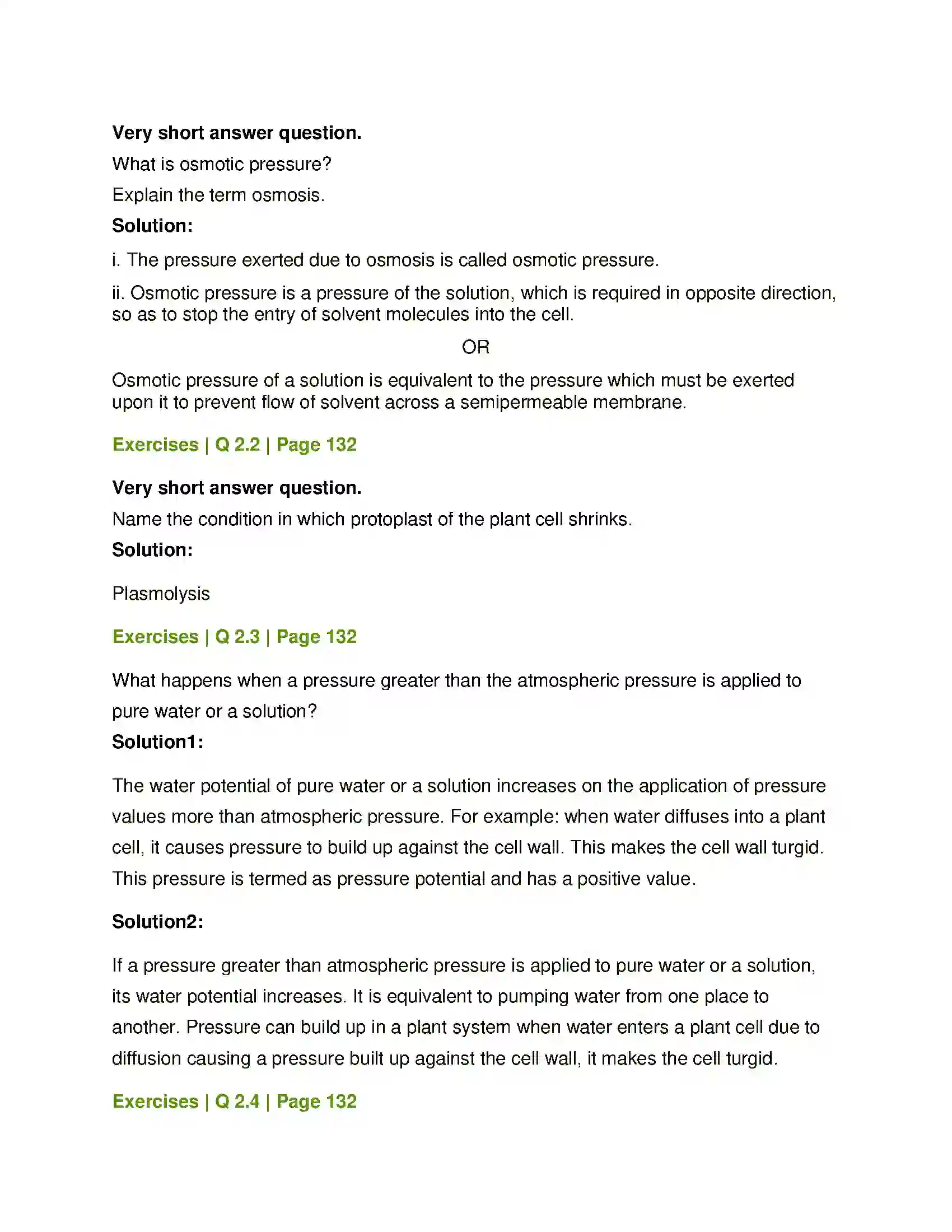 Maharashtra Board Class 12th Biology Plant Water Relation Solution 4