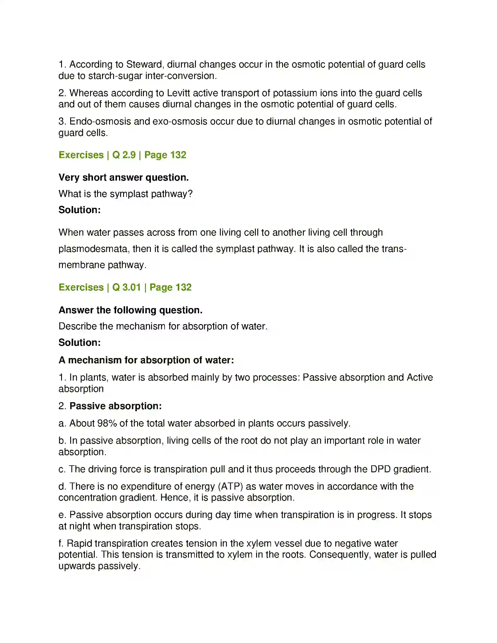 Maharashtra Board Class 12th Biology Plant Water Relation Solution 6