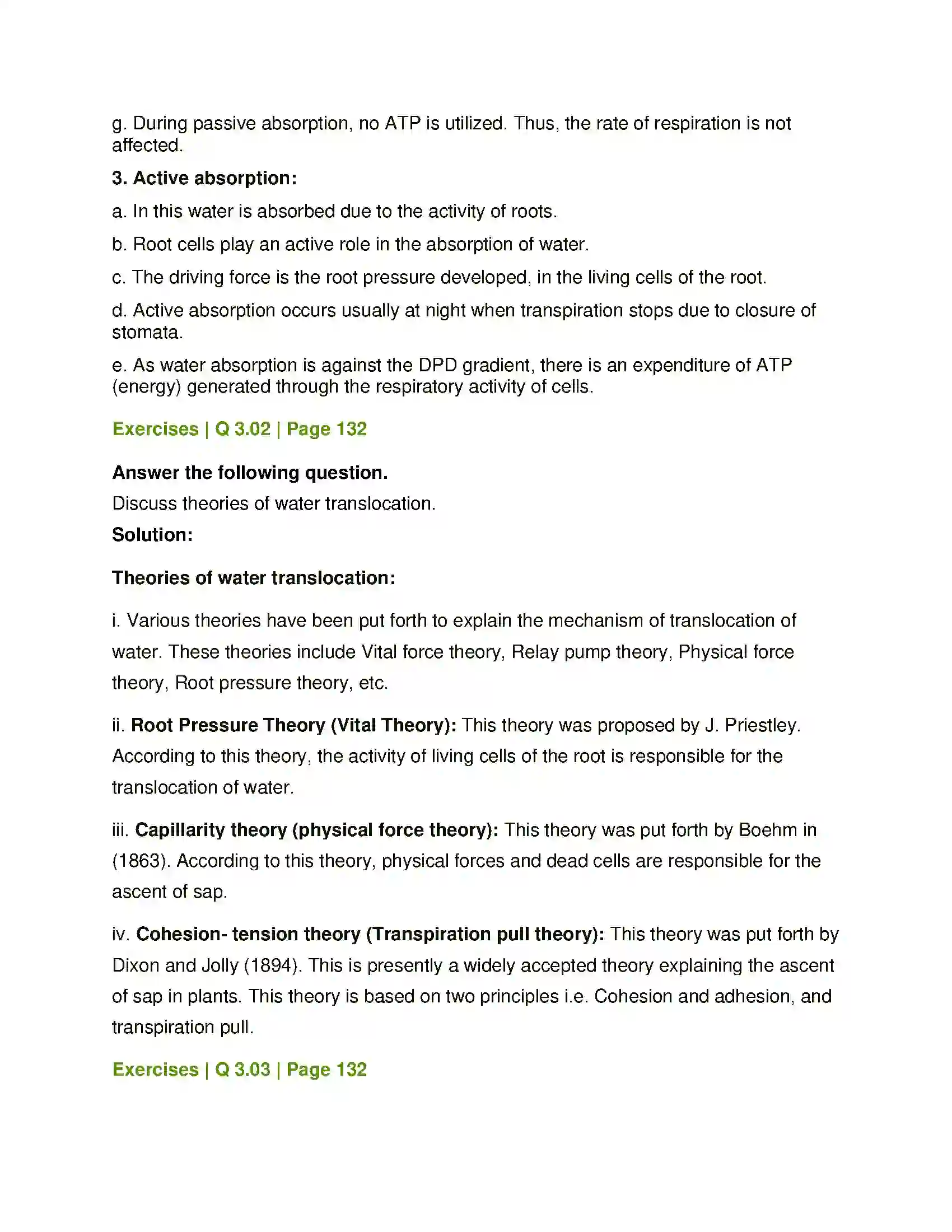 Maharashtra Board Class 12th Biology Plant Water Relation Solution 7