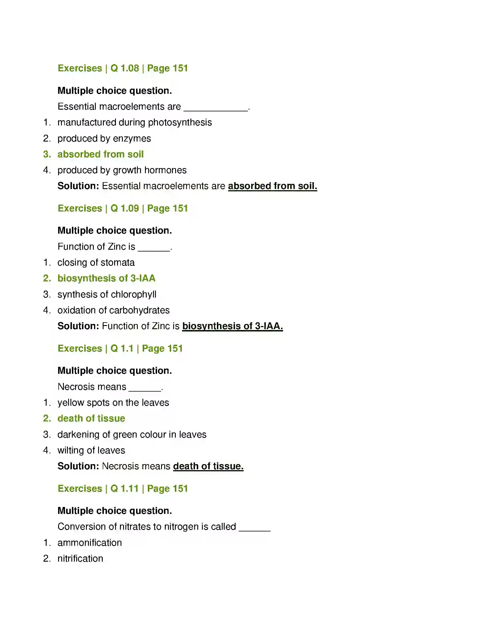 Maharashtra Board Class 12th Biology Plant Growth and Mineral Nutrition Solution 3
