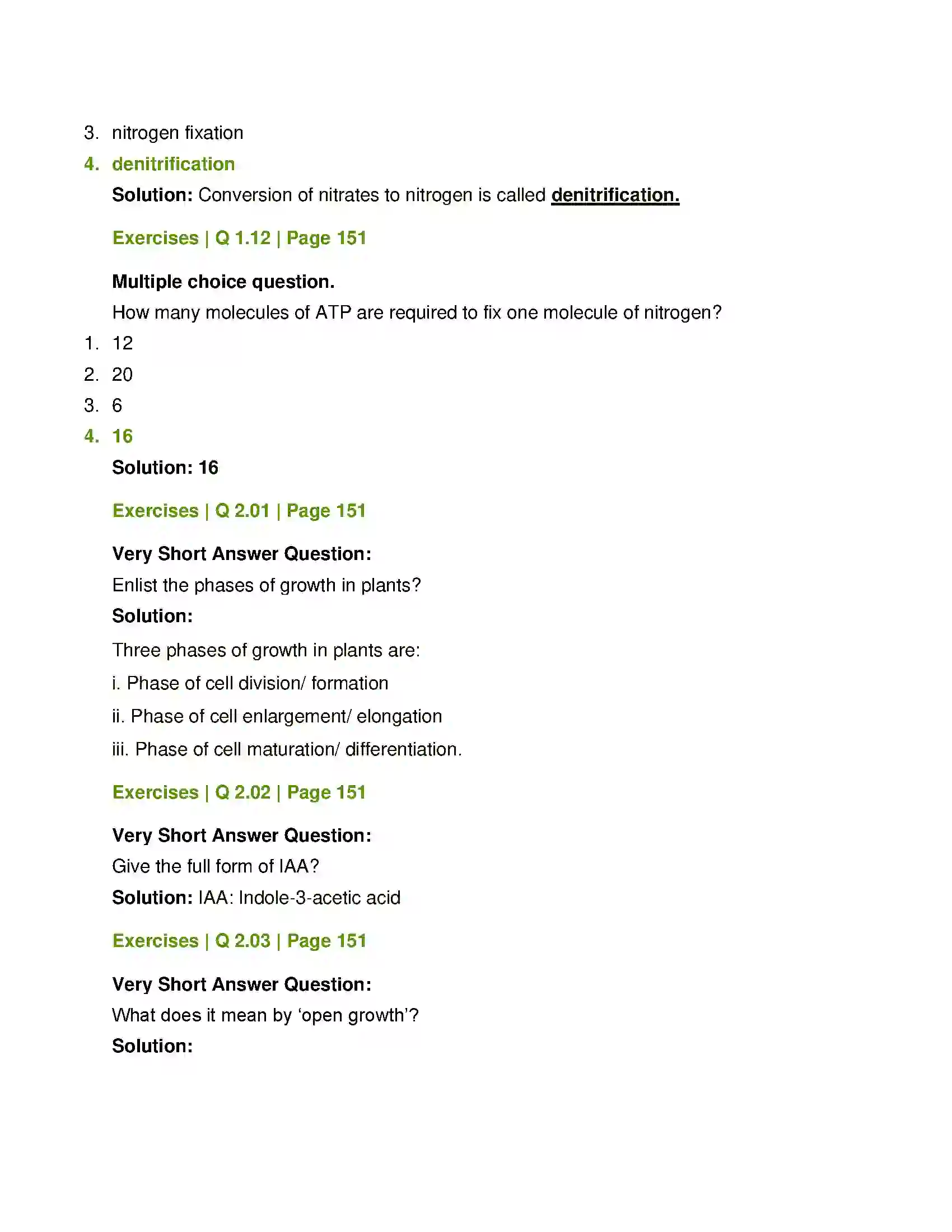 Maharashtra Board Class 12th Biology Plant Growth and Mineral Nutrition Solution 4