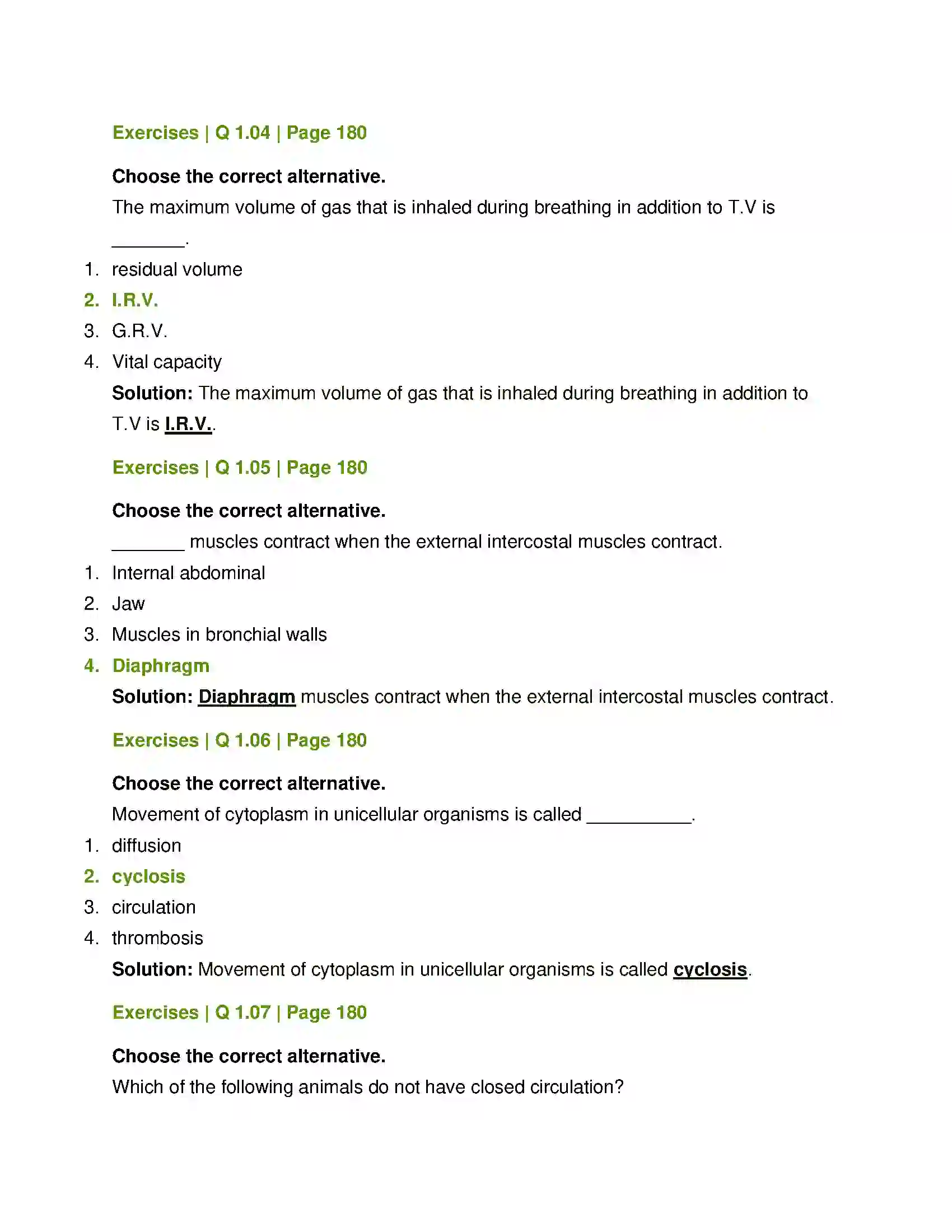 Maharashtra Board Class 12th Biology Respiration and Circulation Solution 2