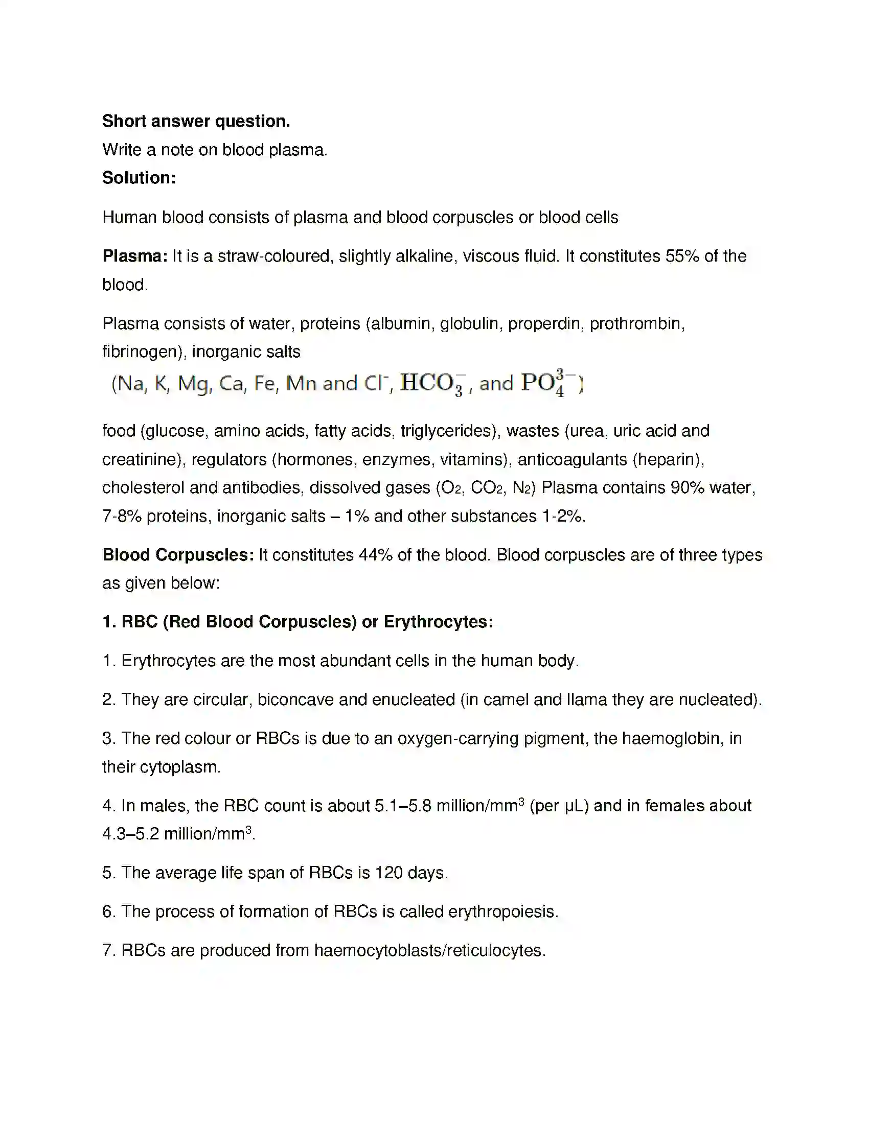 Maharashtra Board Class 12th Biology Respiration and Circulation Solution 8