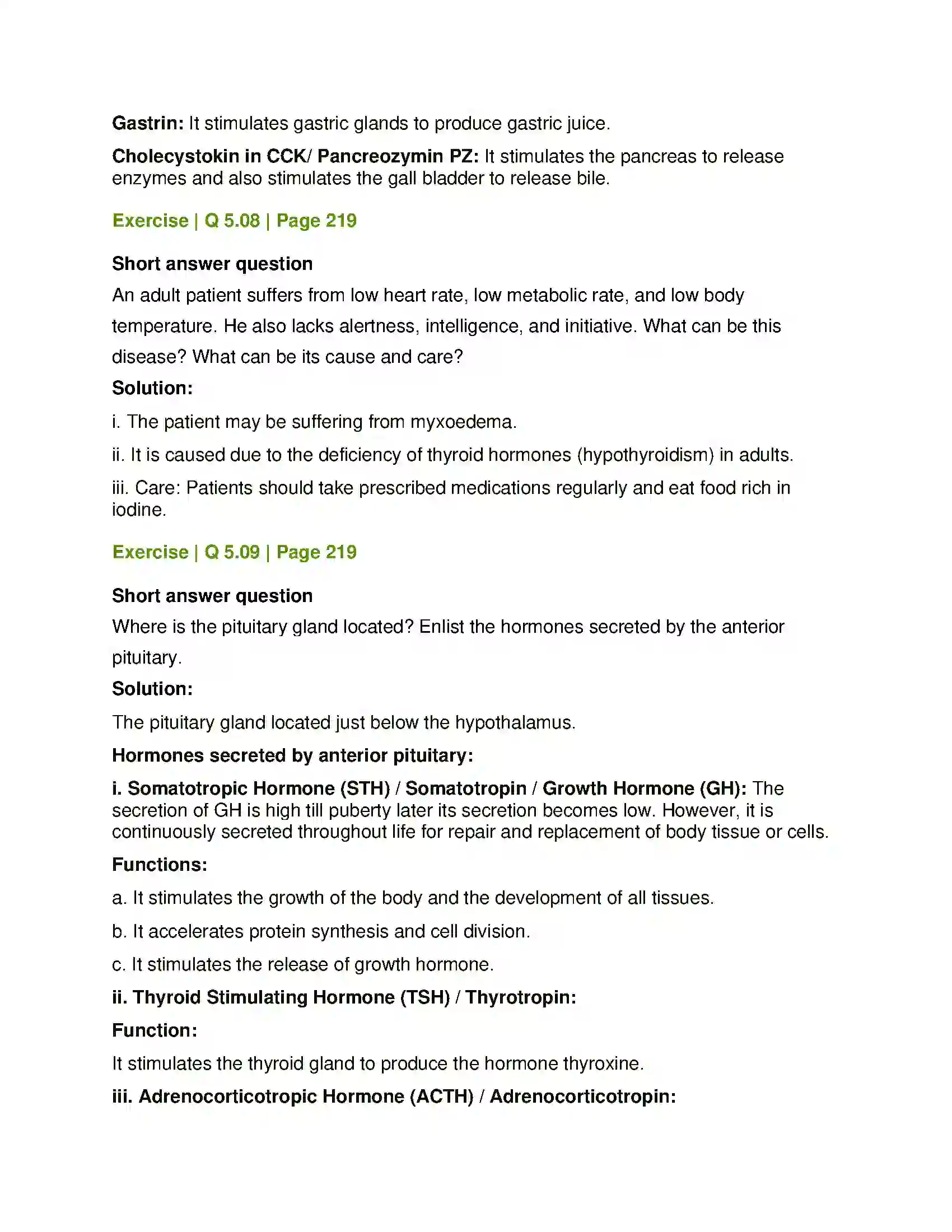 Maharashtra Board Class 12th Biology Control and Co-ordination Solution 11