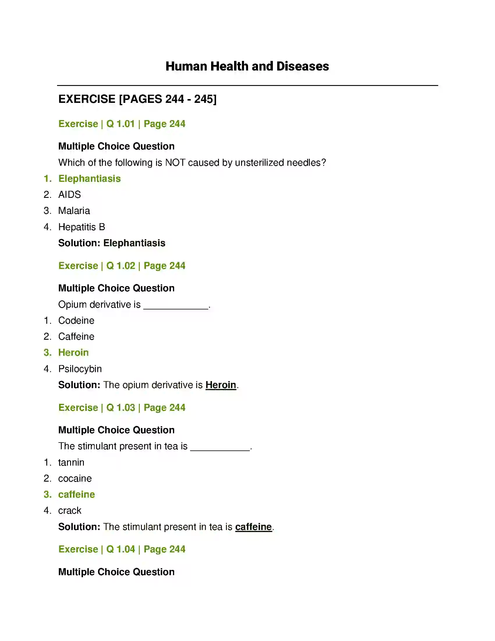 Maharashtra Board Class 12th Biology Human Health and Diseases Solution 1