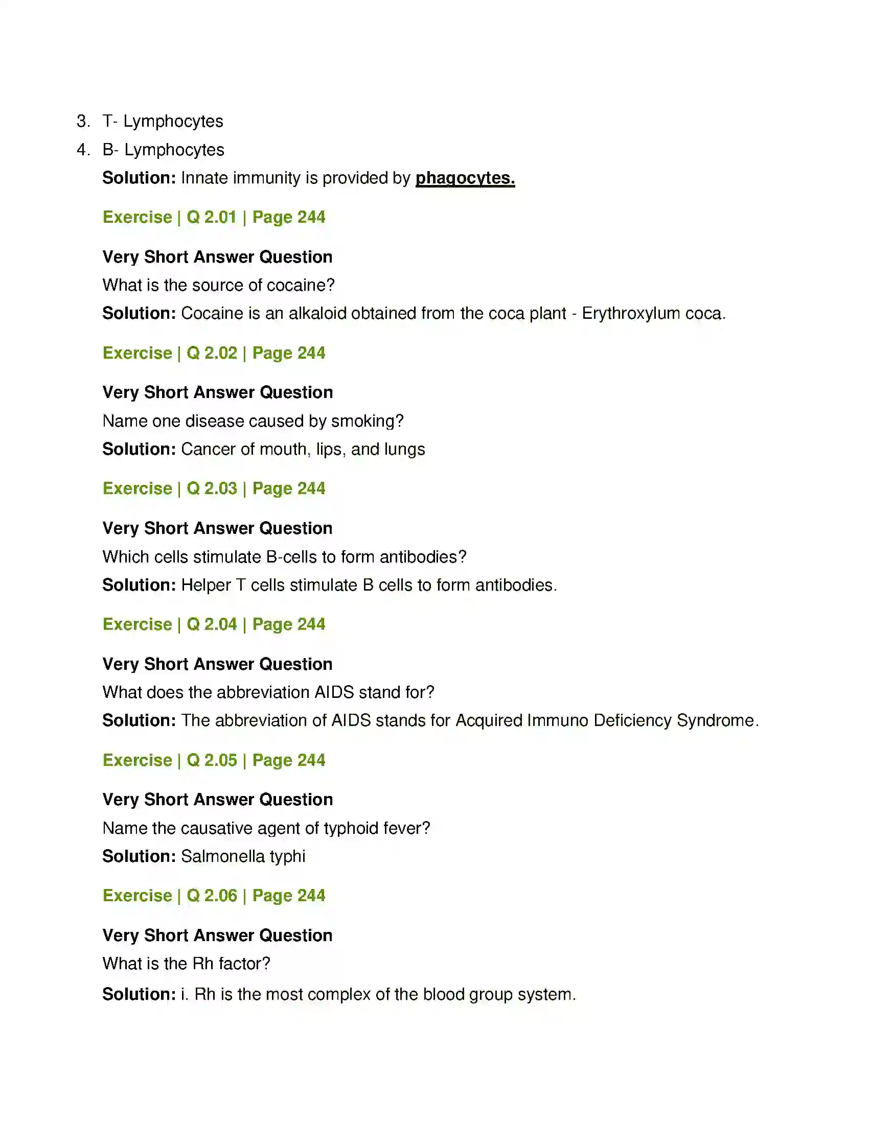 Maharashtra Board Class 12th Biology Human Health and Diseases Solution 4