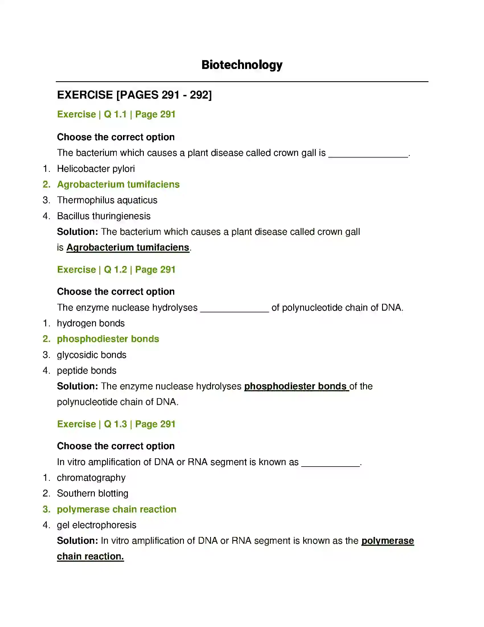 Maharashtra Board Class 12th Biology Biotechnology Solution 1