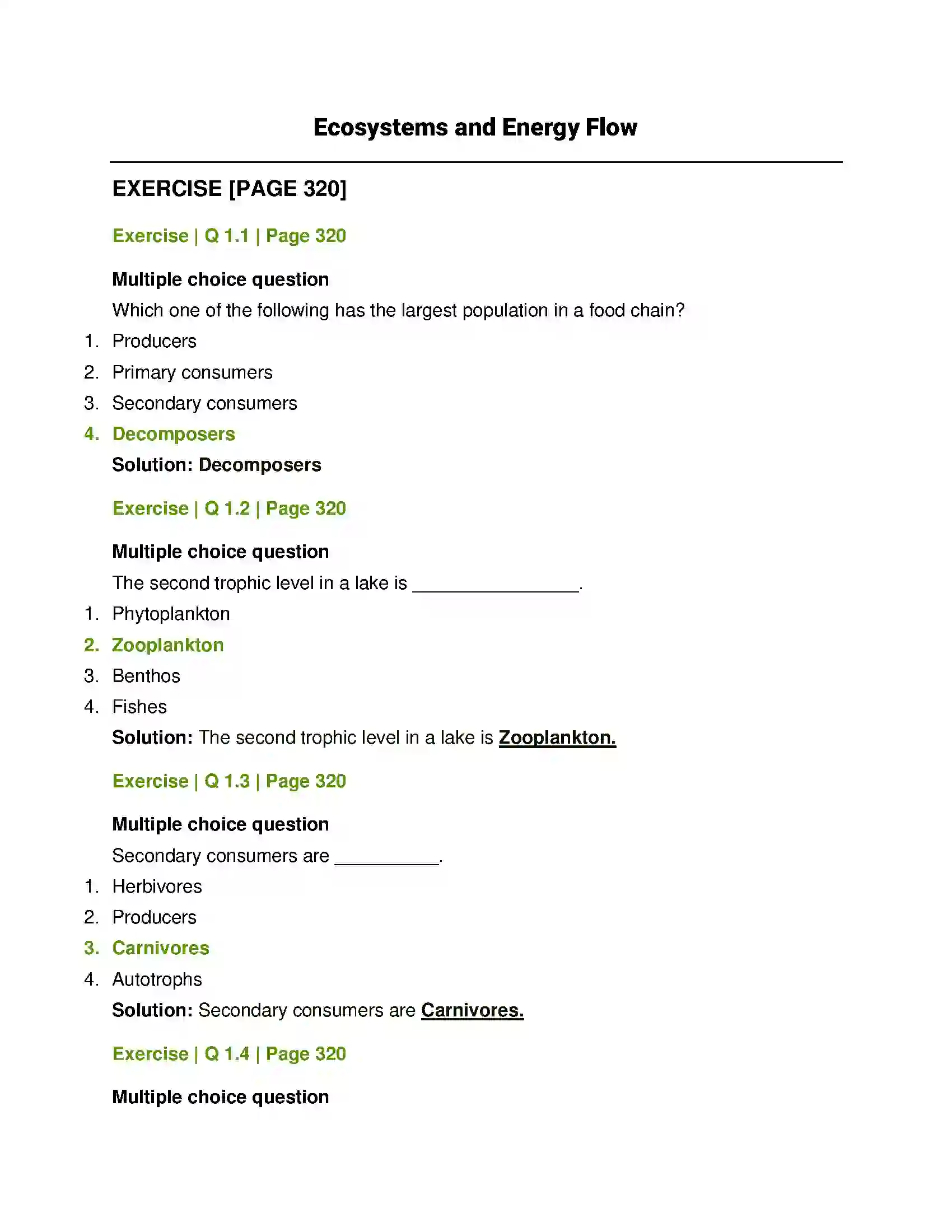 Maharashtra Board Class 12th Biology Ecosystems and Energy Flow Solution 1