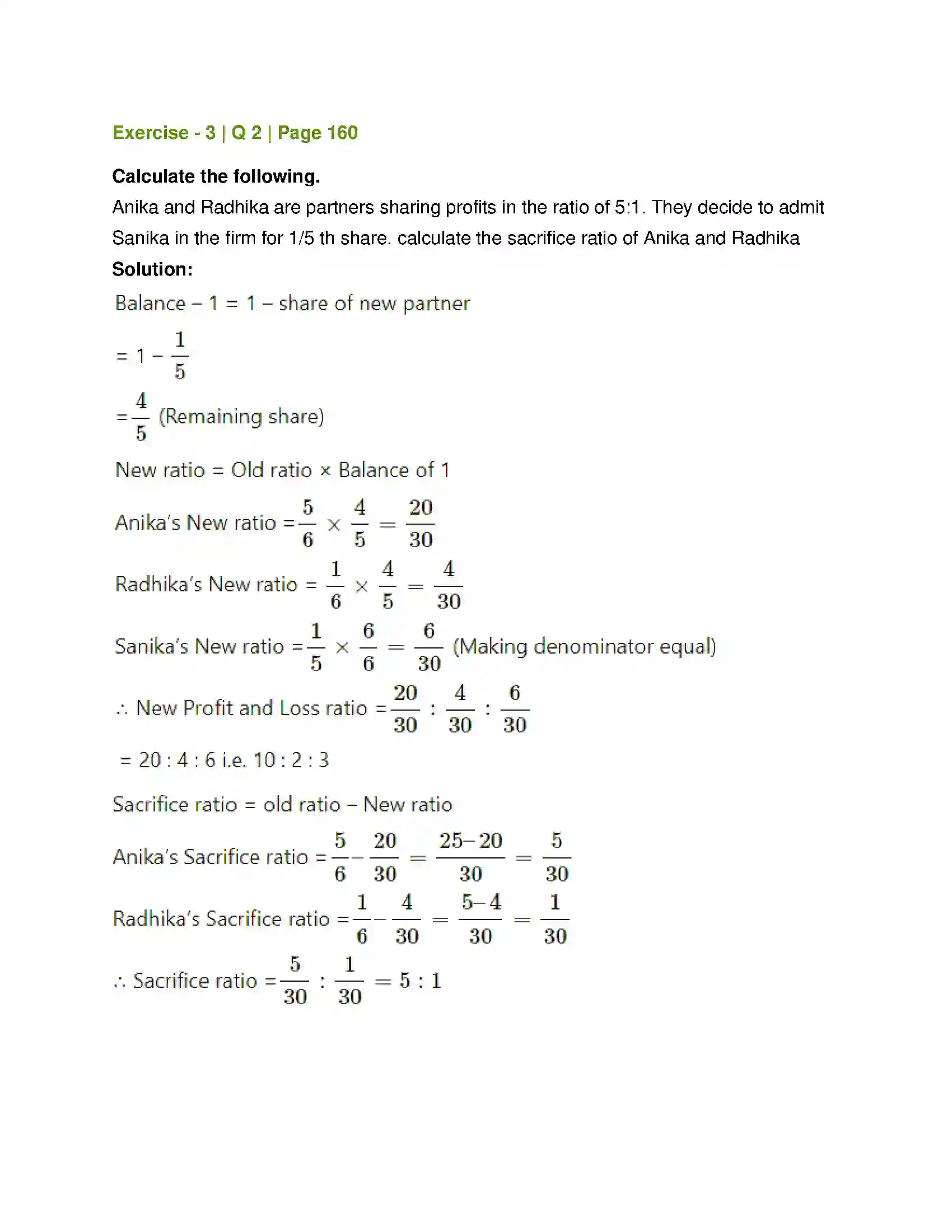 Maharashtra Board Class 12th Book Keeping & Accountancy Reconstitution of Partnership (Admission of Partner) Solution 10