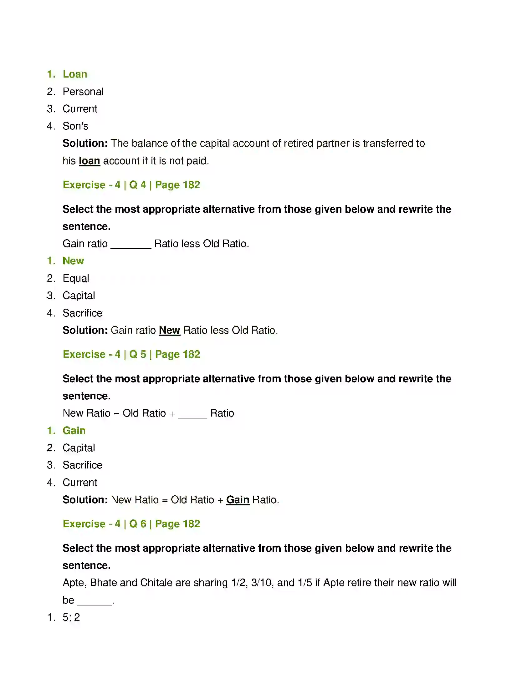Maharashtra Board Class 12th Book Keeping & Accountancy Reconstitution of Partnership (Retirement of Partner) Solution 2