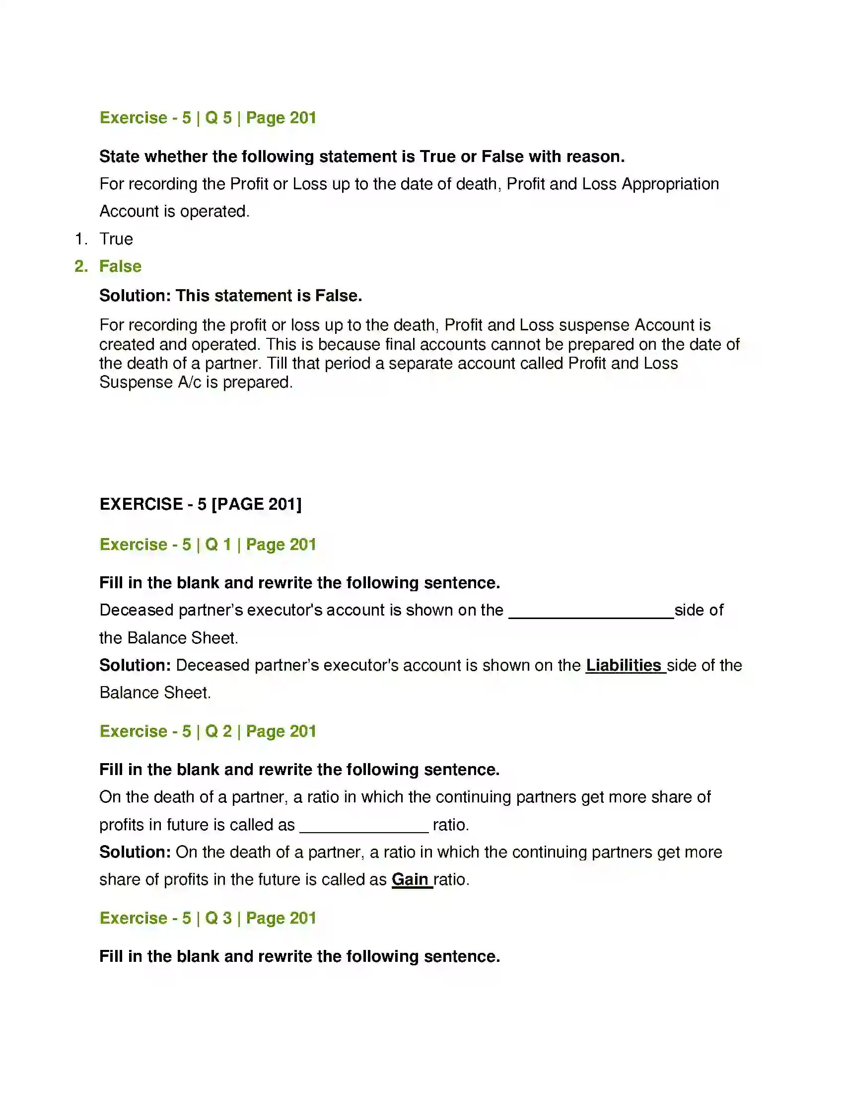 Maharashtra Board Class 12th Book Keeping & Accountancy Reconstitution of Partnership (Death of Partner) Solution 5