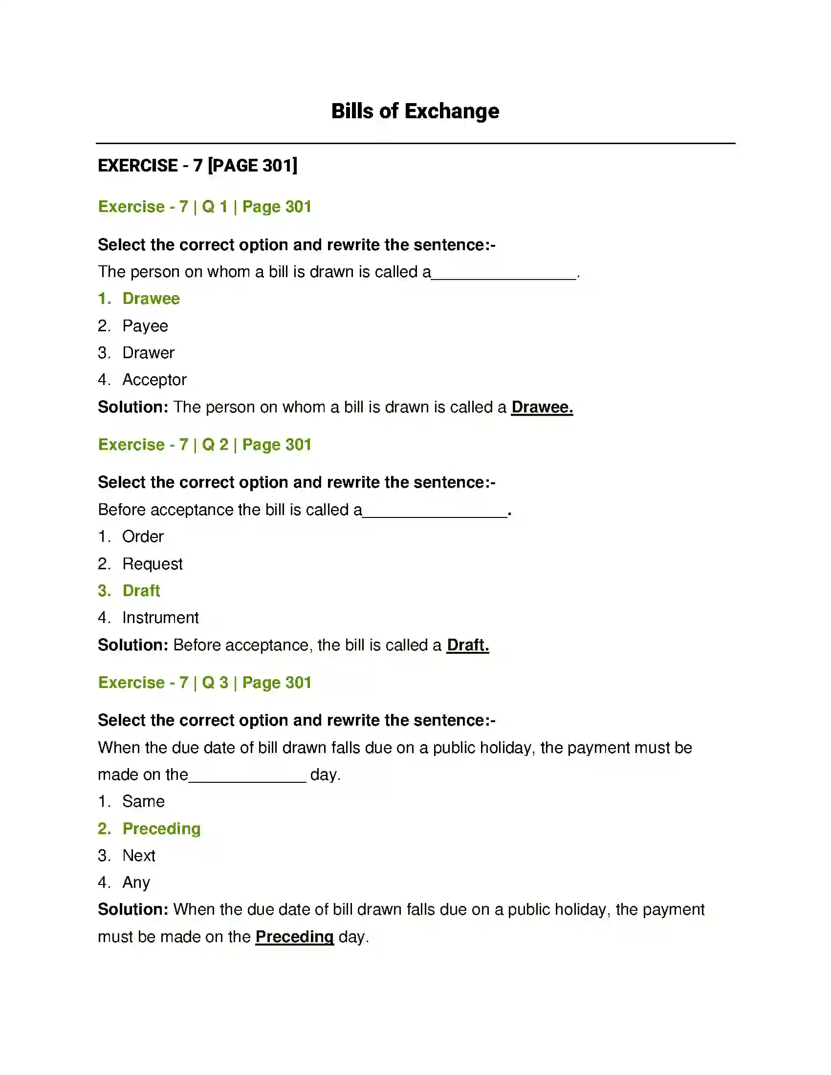 Maharashtra Board Class 12th Book Keeping & Accountancy Bills of Exchange Solution 1