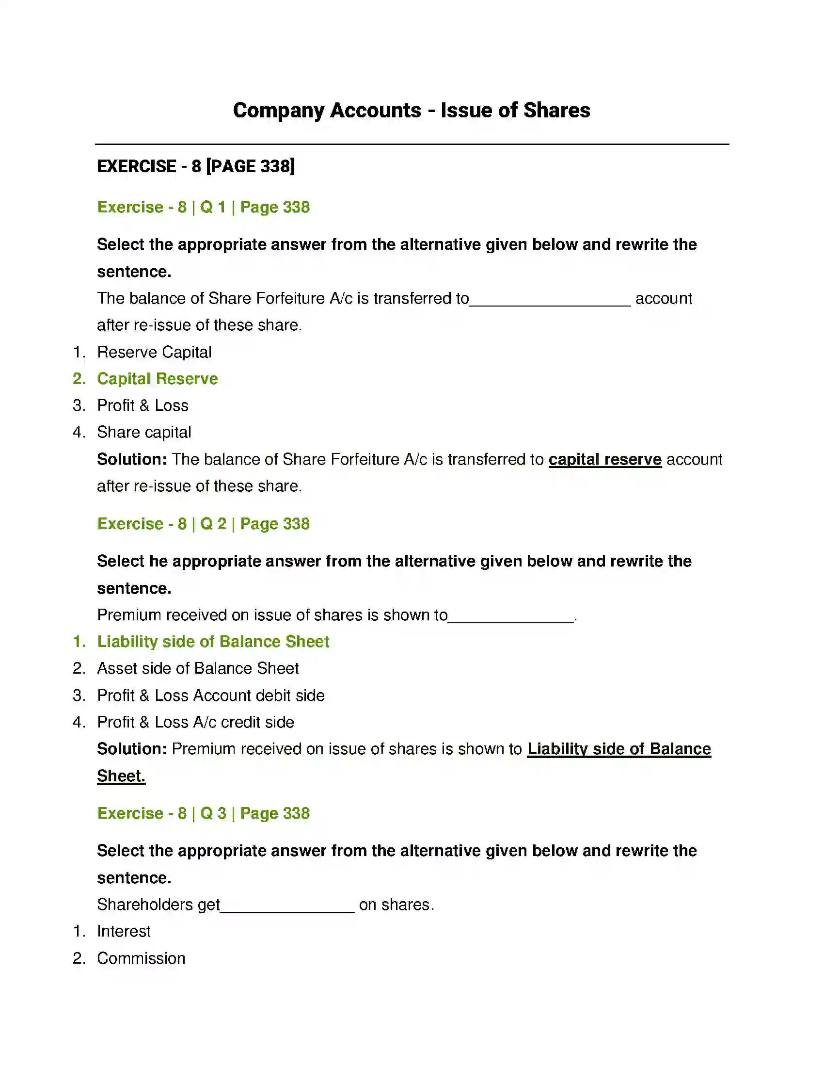 Maharashtra Board Class 12th Book Keeping & Accountancy Company Accounts - Issue of Shares Solution 1