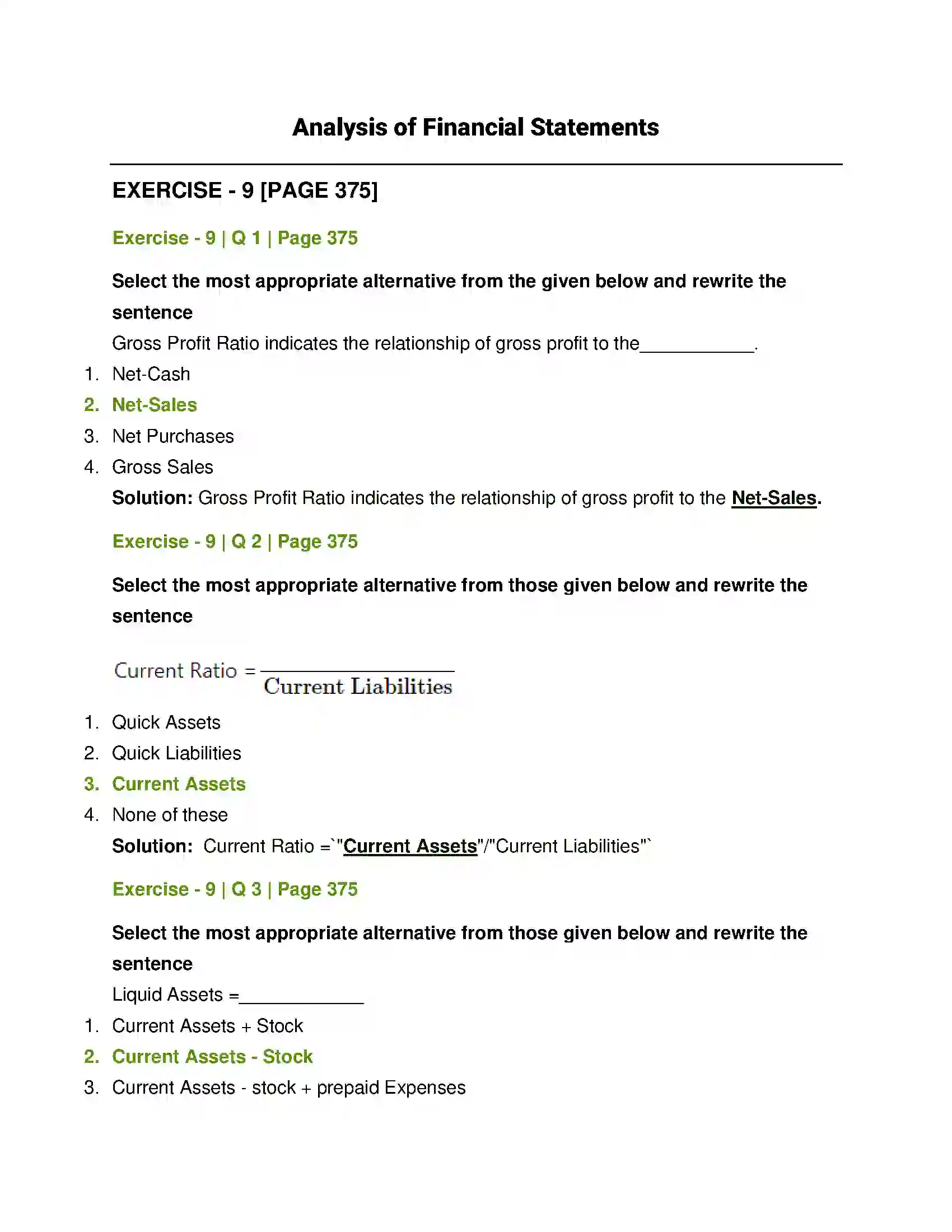 Maharashtra Board Class 12th Book Keeping & Accountancy Analysis of Financial Statements Solution 1