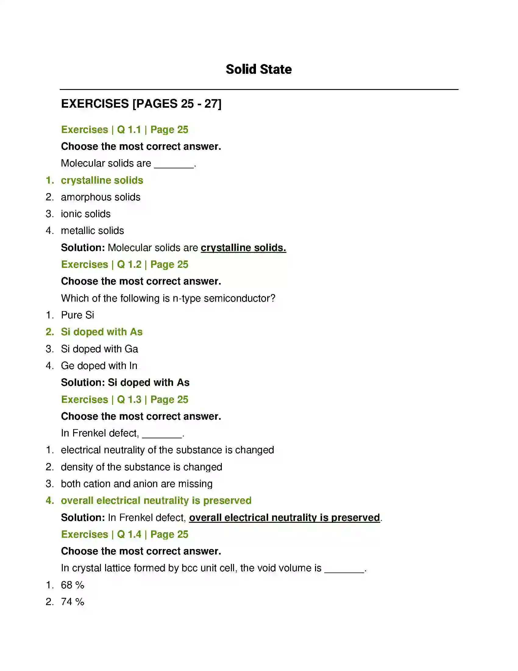 Maharashtra Board Class 12th Chemistry Solid State Solution 1