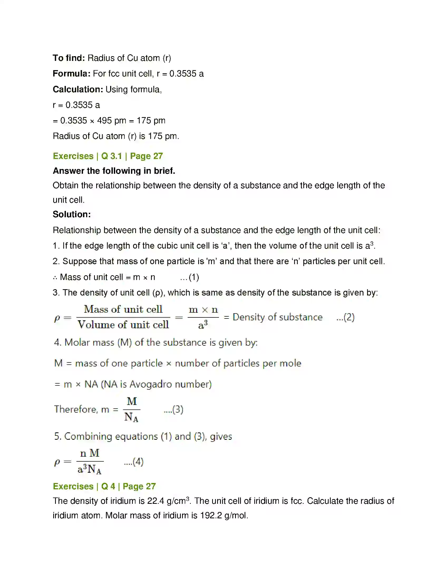 Maharashtra Board Class 12th Chemistry Solid State Solution 10