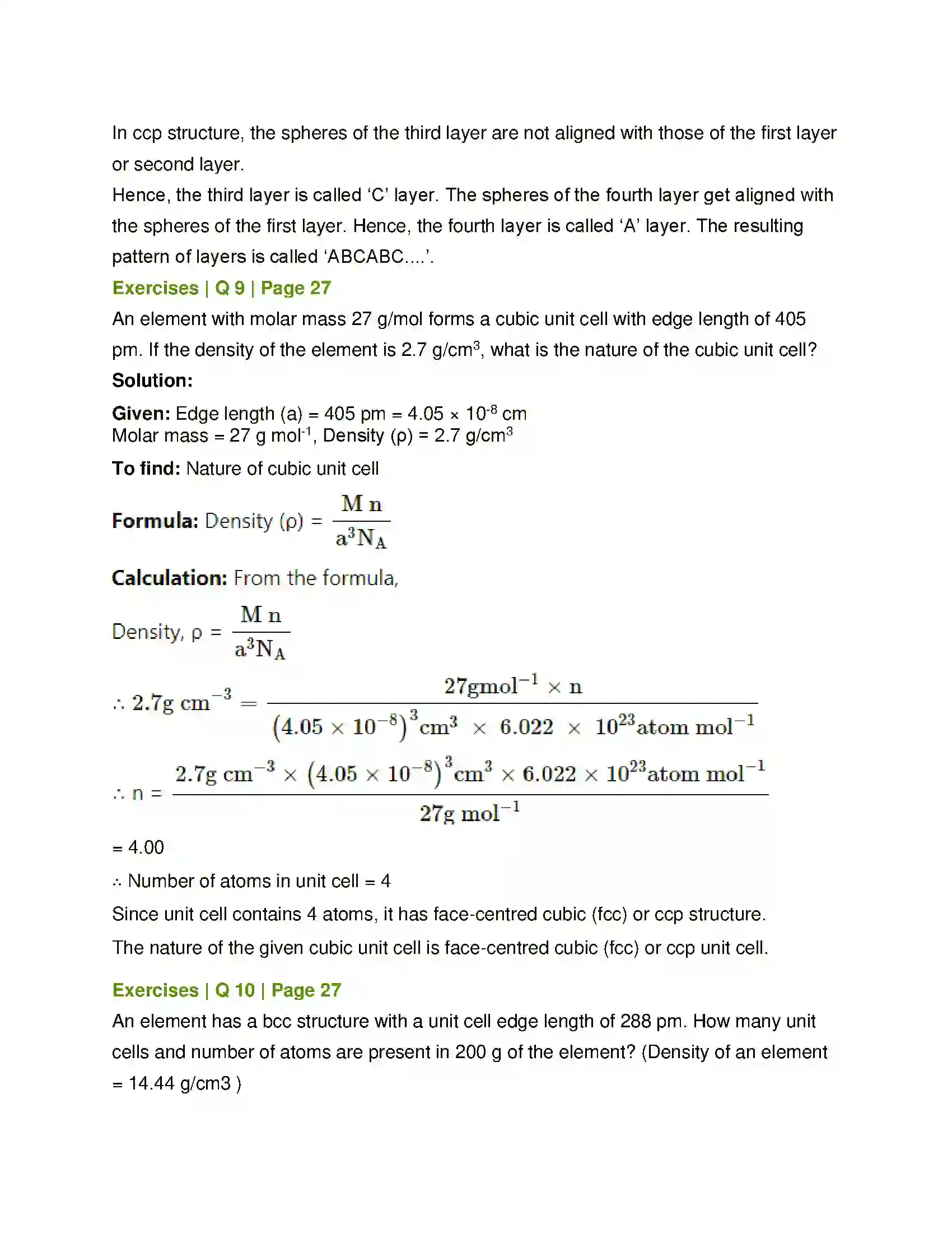 Maharashtra Board Class 12th Chemistry Solid State Solution 14