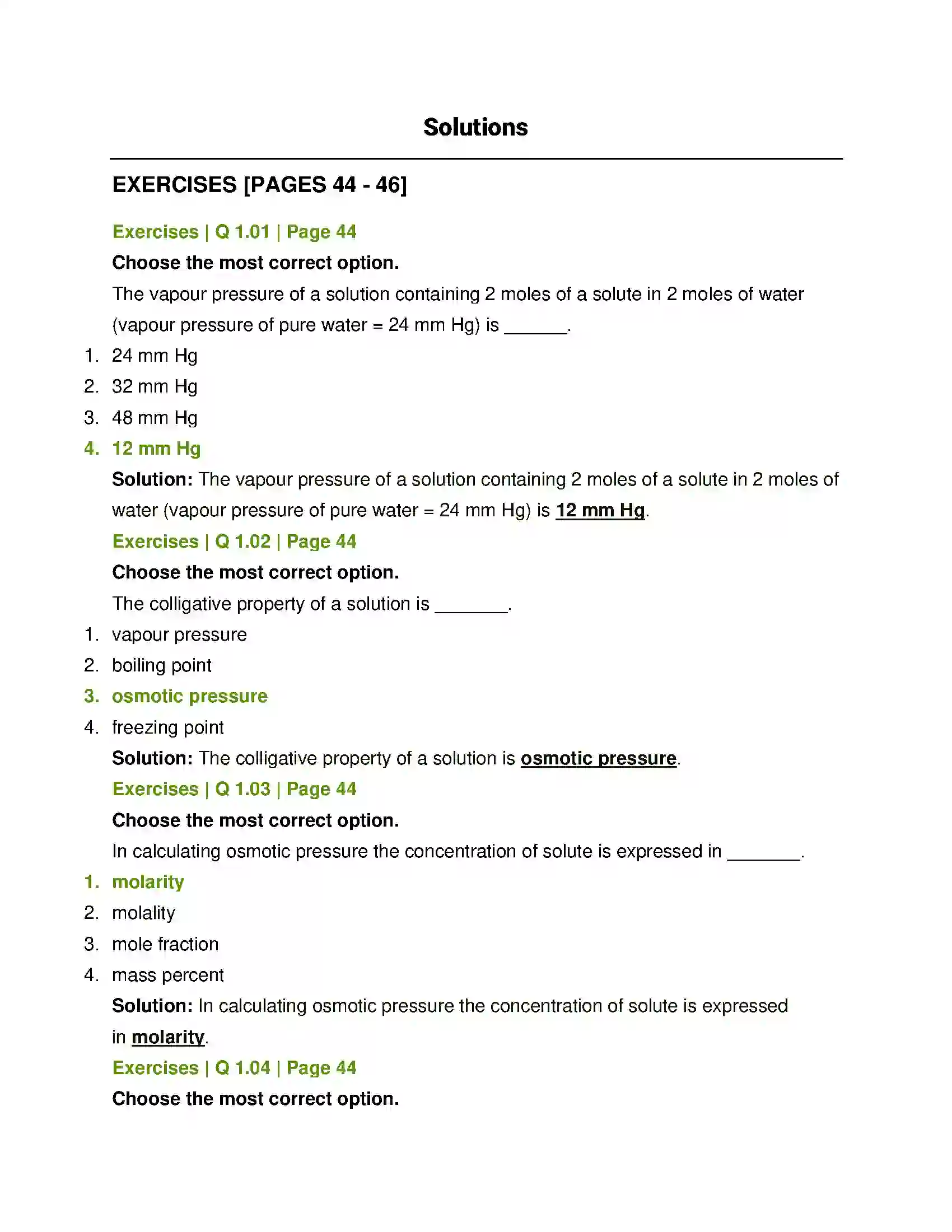 Maharashtra Board Class 12th Chemistry Solutions Solution 1