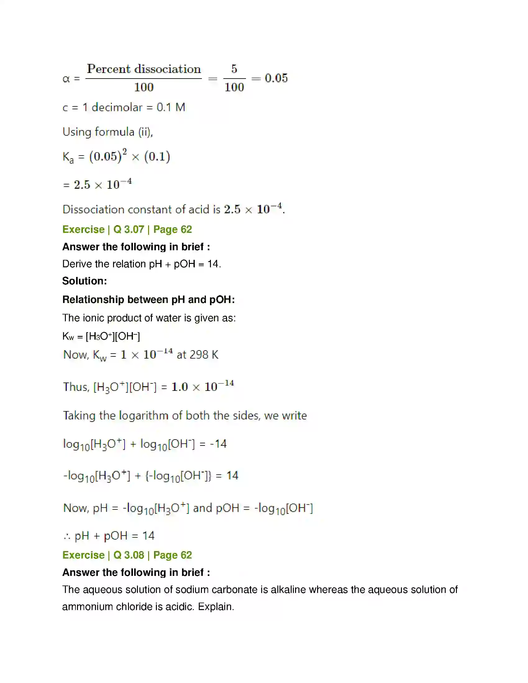 Maharashtra Board Class 12th Chemistry Ionic Equilibria Solution 10