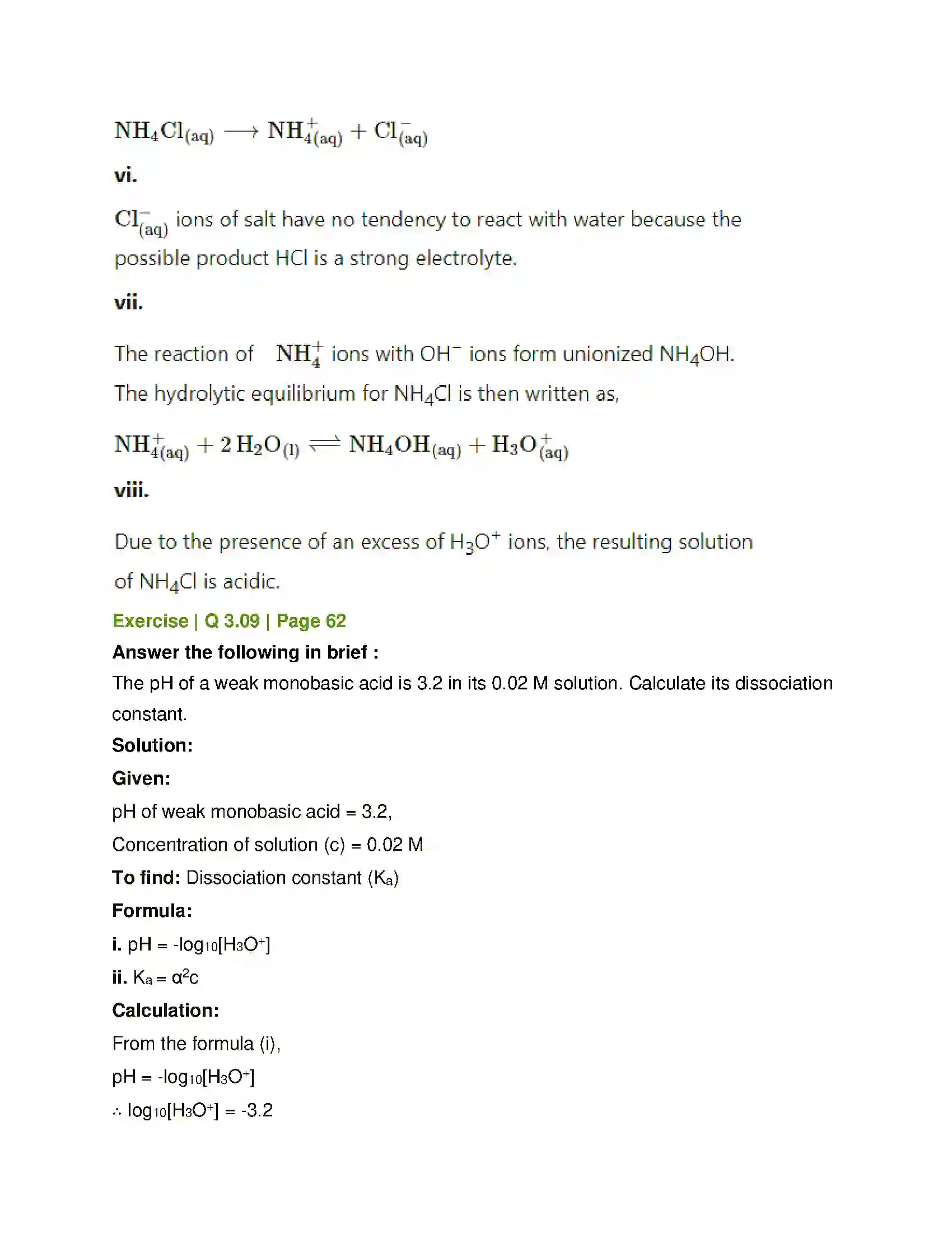 Maharashtra Board Class 12th Chemistry Ionic Equilibria Solution 12