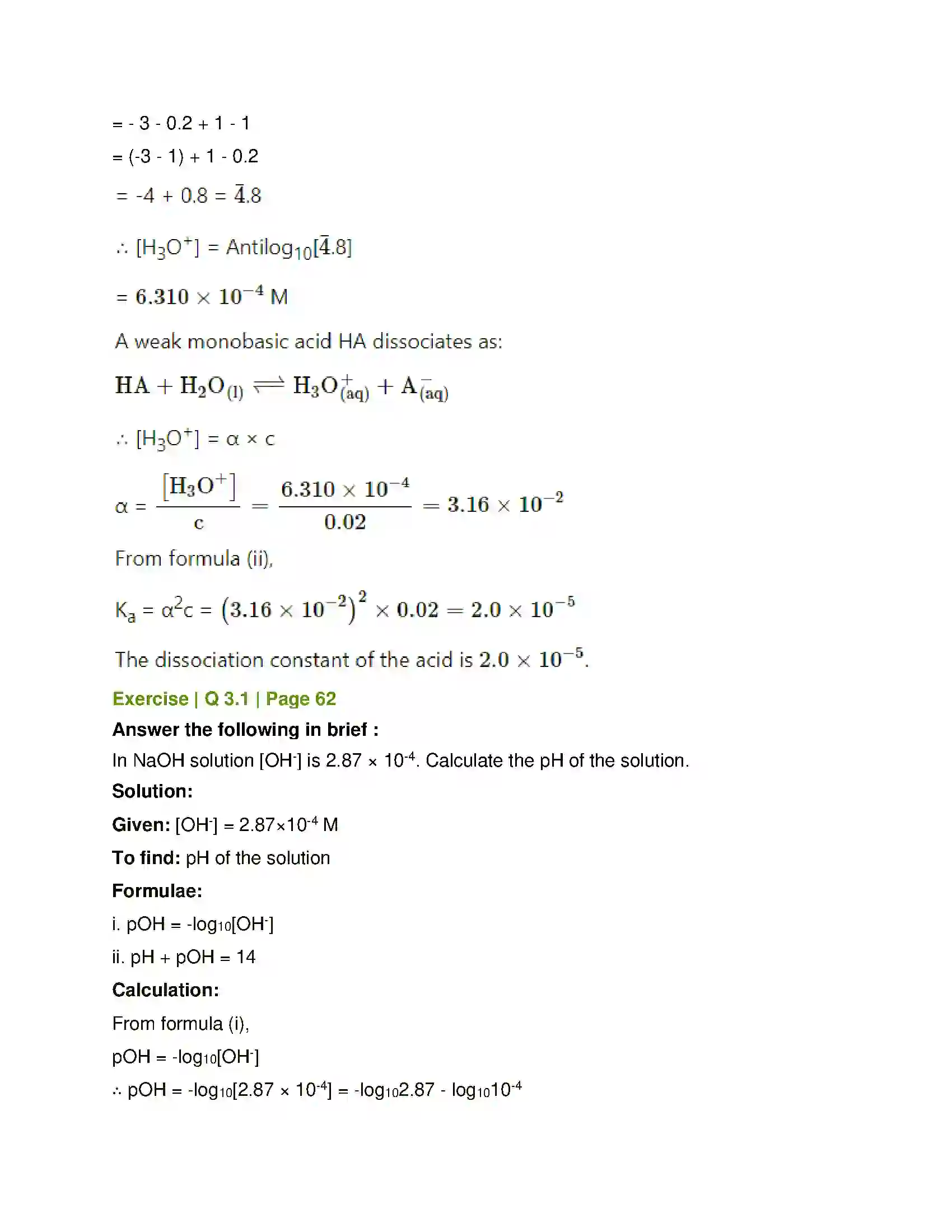 Maharashtra Board Class 12th Chemistry Ionic Equilibria Solution 13