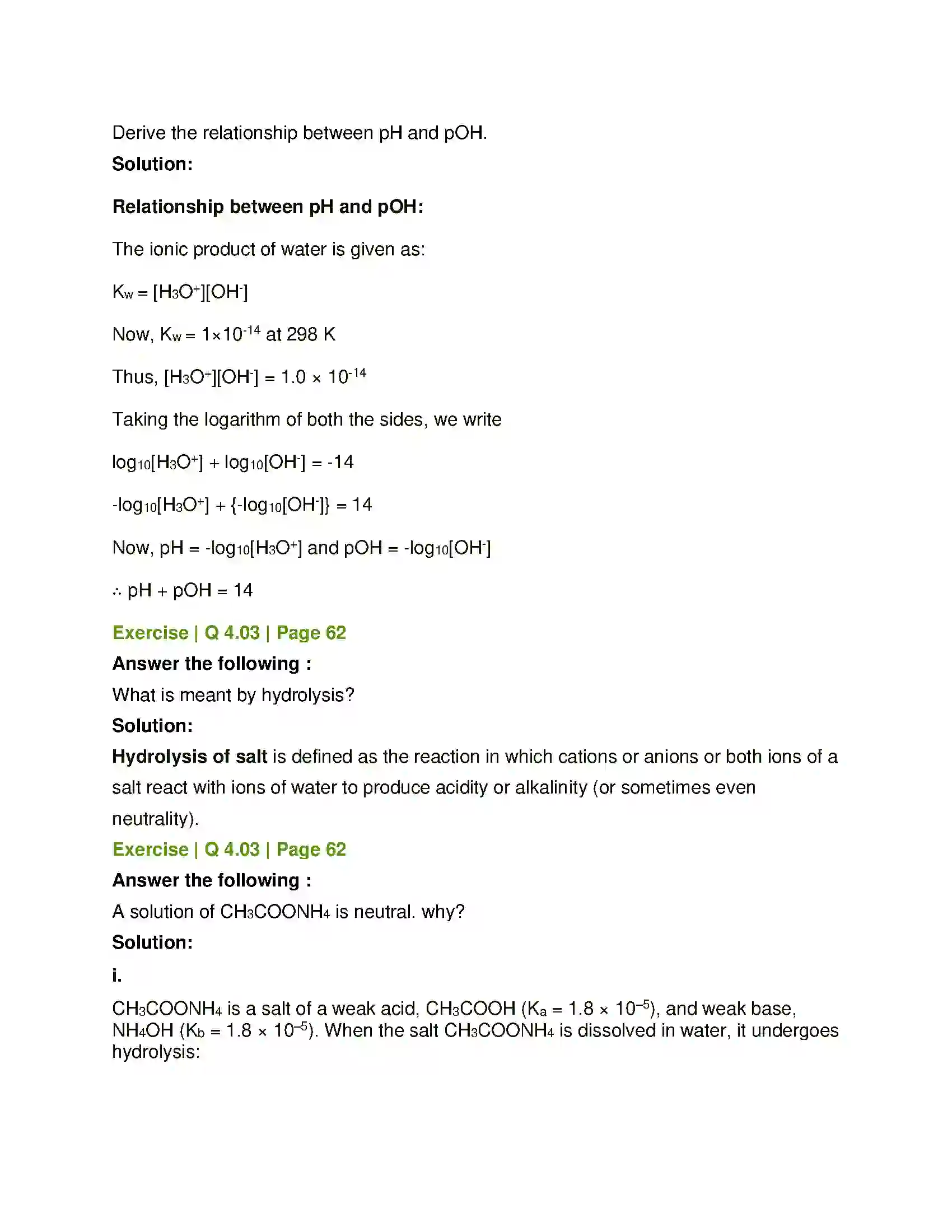 Maharashtra Board Class 12th Chemistry Ionic Equilibria Solution 17