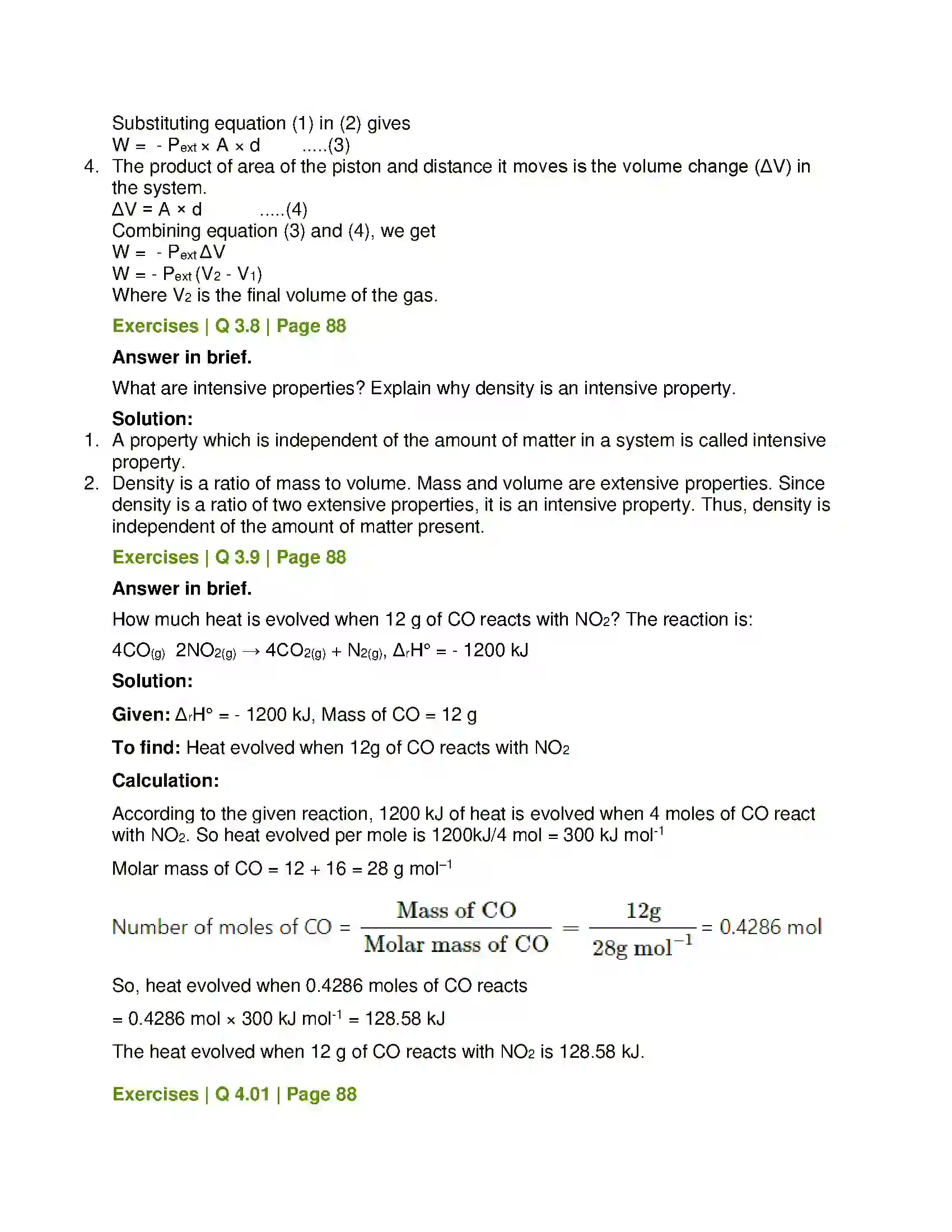 Maharashtra Board Class 12th Chemistry Chemical Thermodynamics Solution 11
