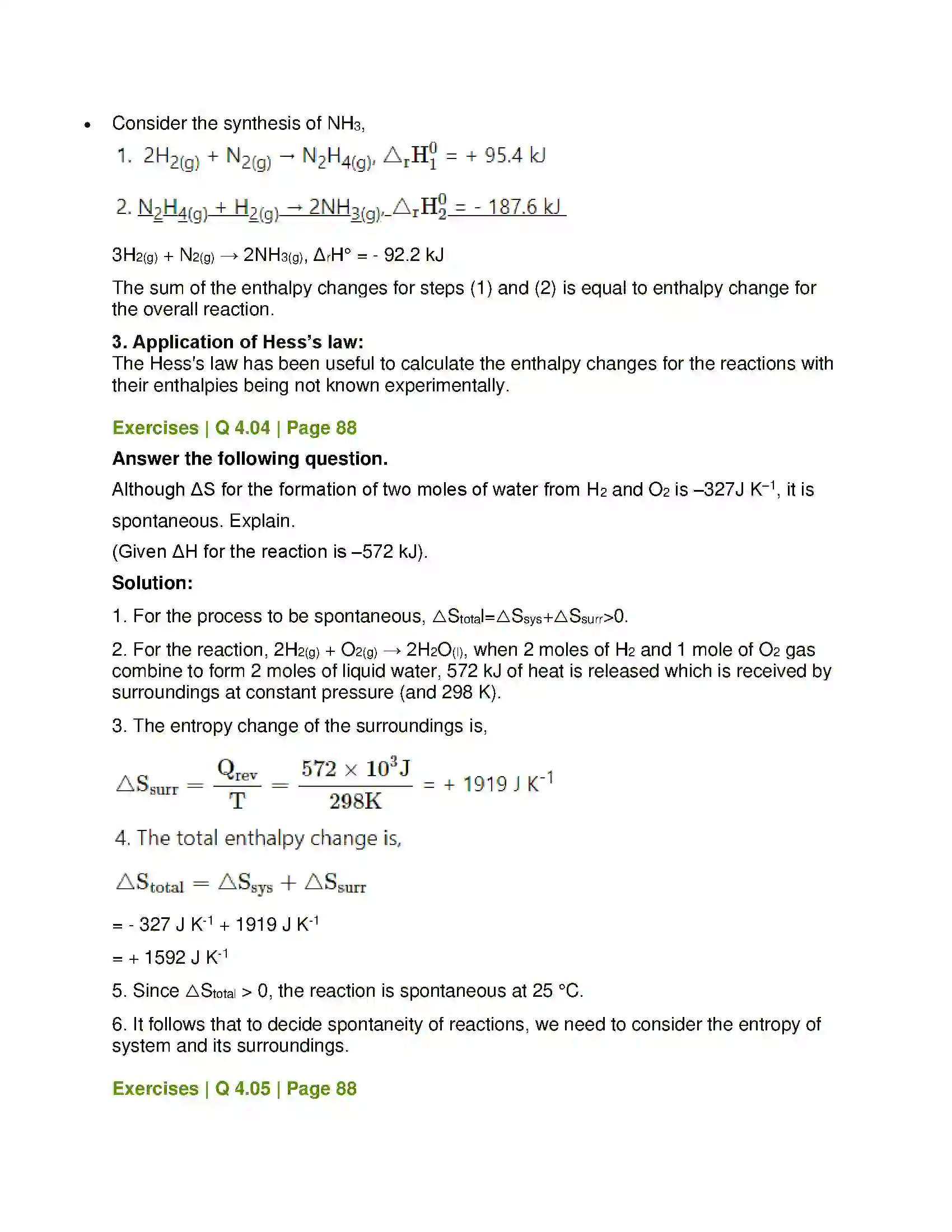 Maharashtra Board Class 12th Chemistry Chemical Thermodynamics Solution 15