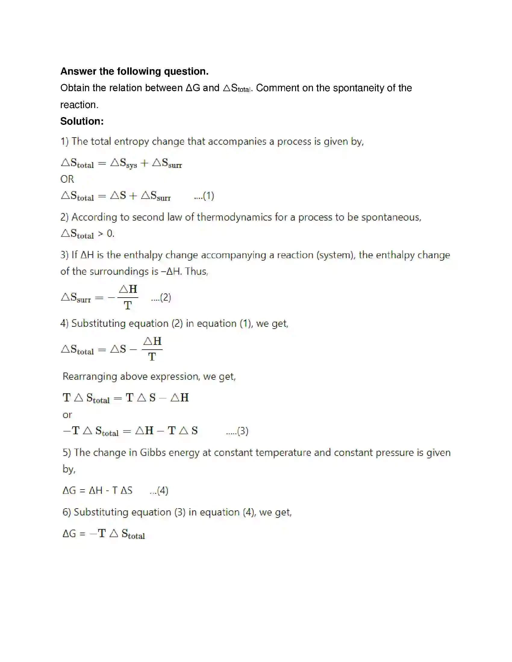 Maharashtra Board Class 12th Chemistry Chemical Thermodynamics Solution 16