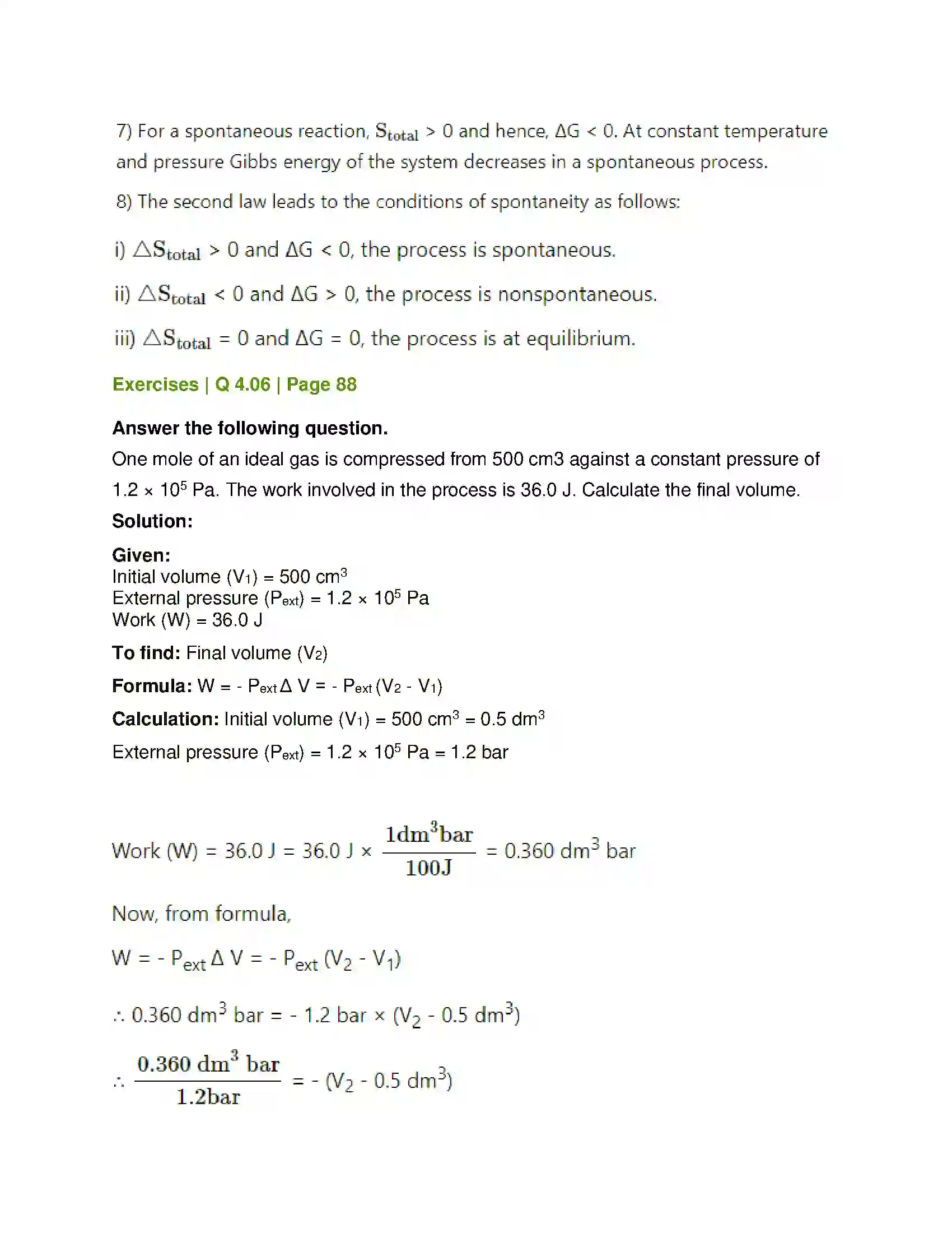 Maharashtra Board Class 12th Chemistry Chemical Thermodynamics Solution 17