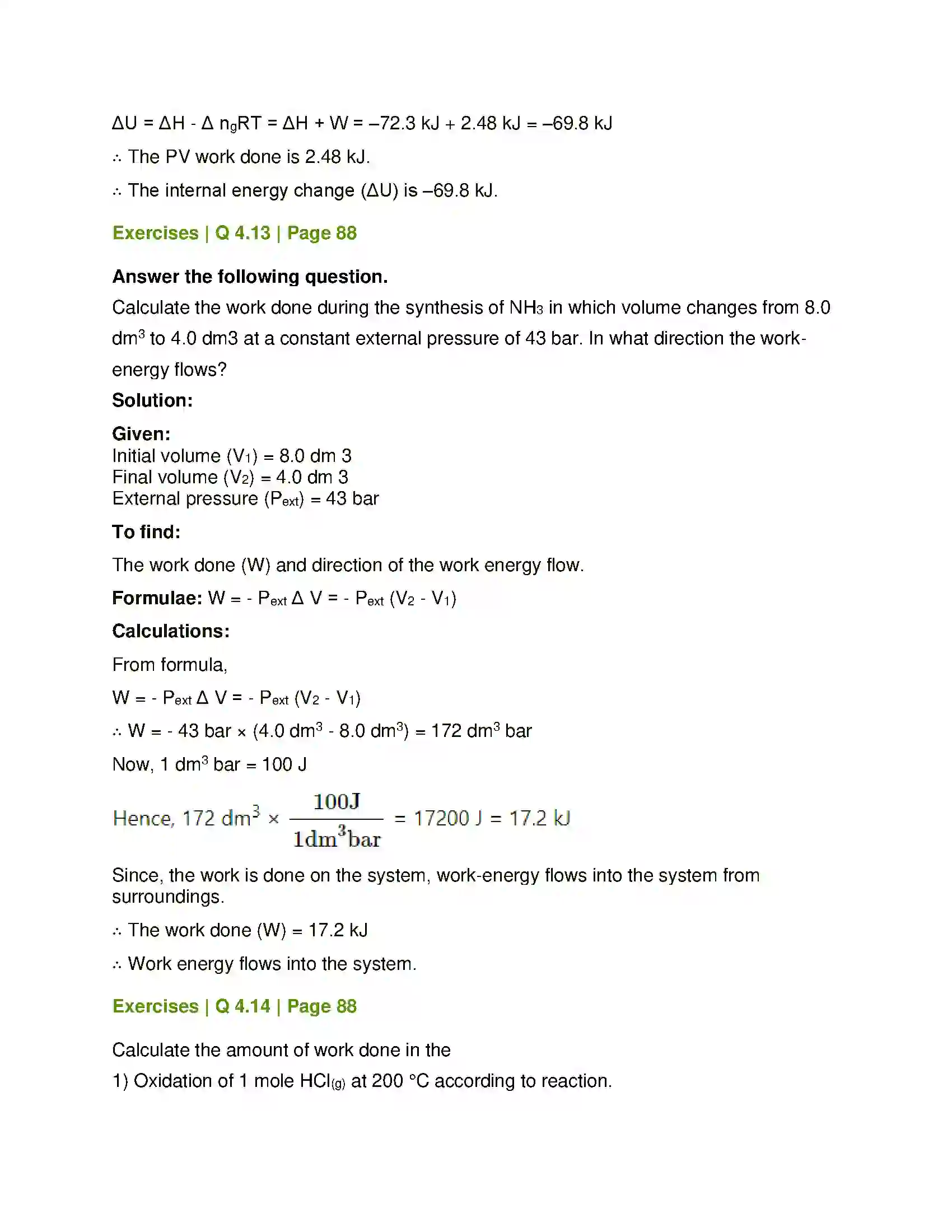 Maharashtra Board Class 12th Chemistry Chemical Thermodynamics Solution 22