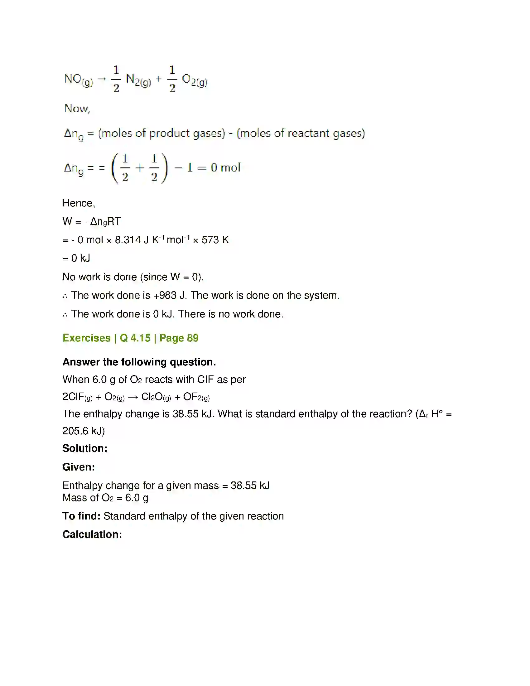 Maharashtra Board Class 12th Chemistry Chemical Thermodynamics Solution 24