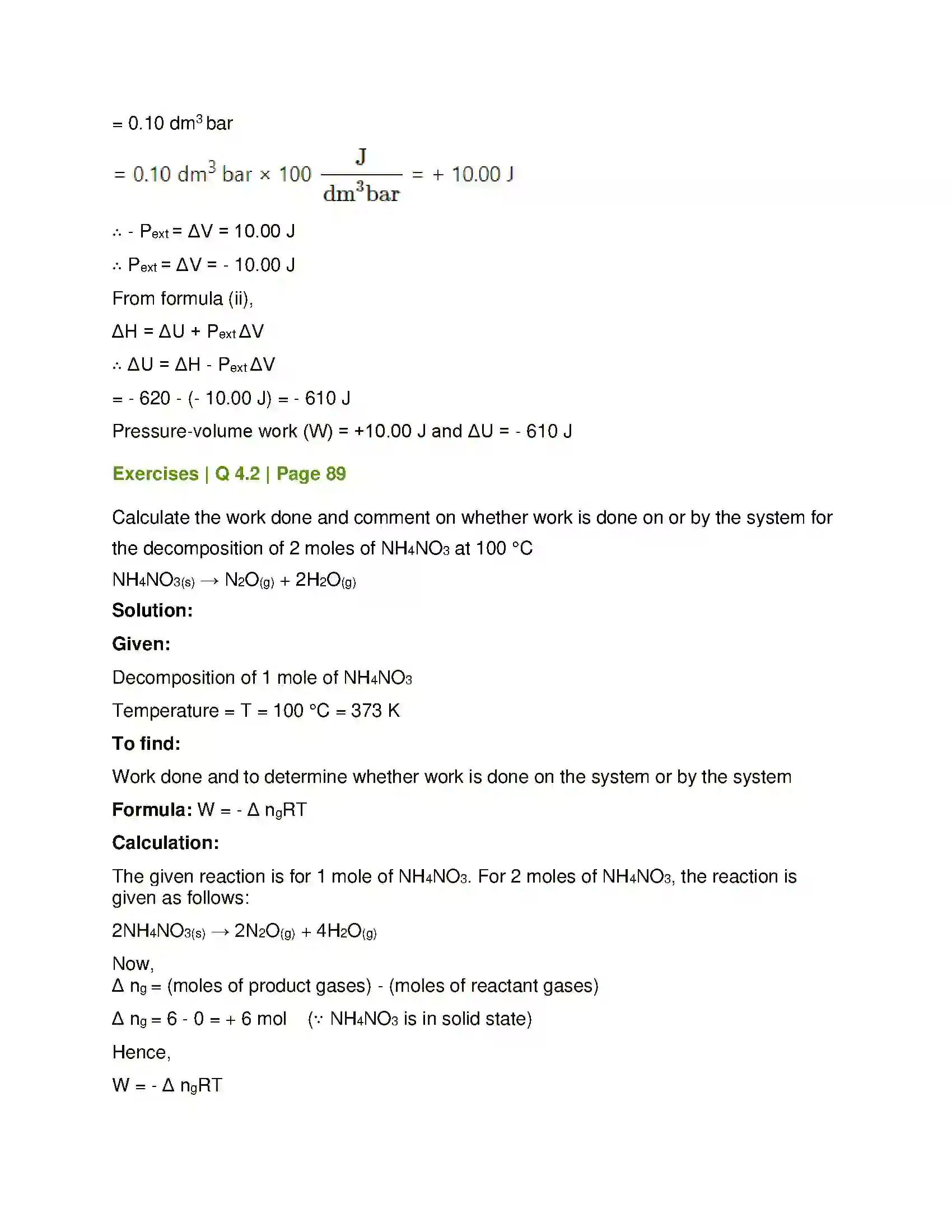 Maharashtra Board Class 12th Chemistry Chemical Thermodynamics Solution 30