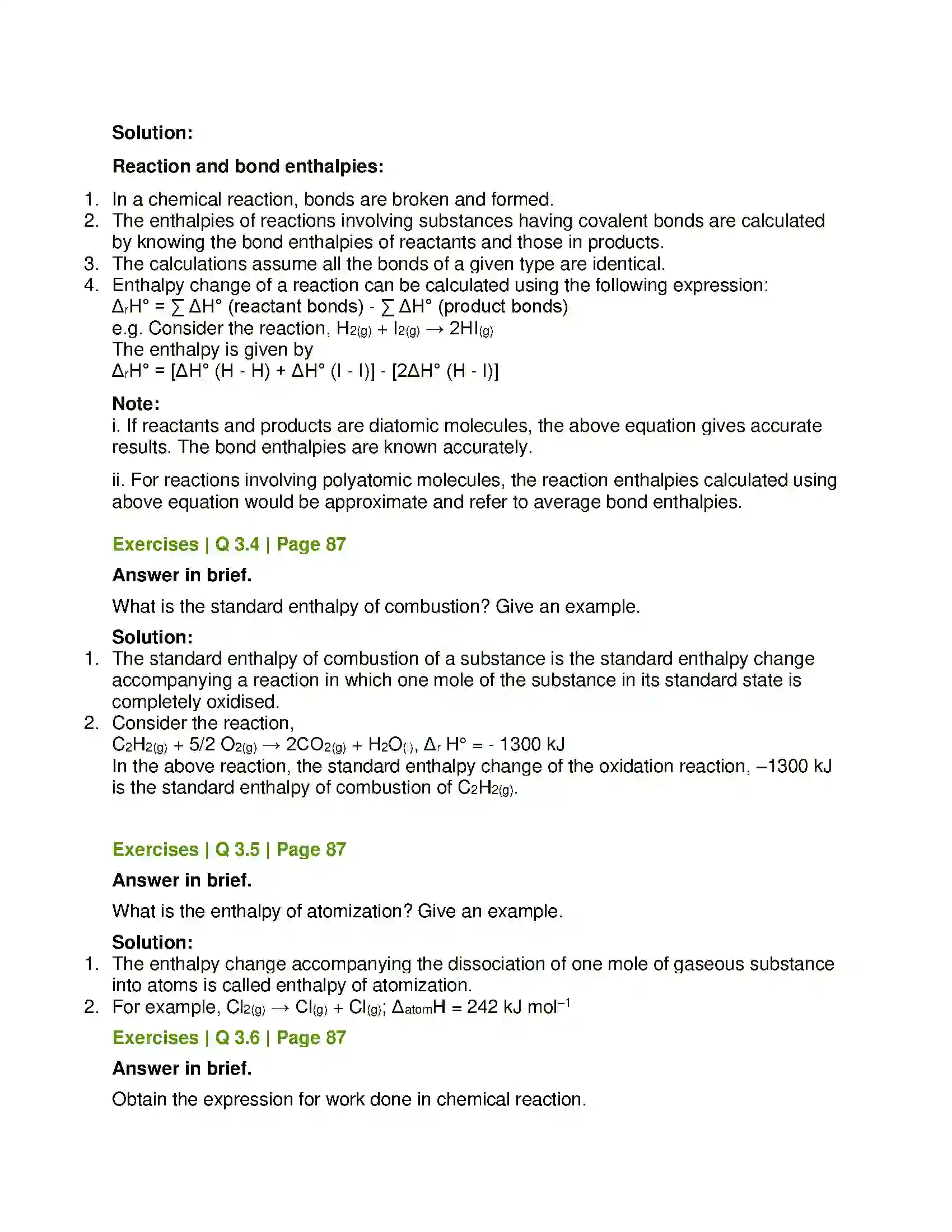Maharashtra Board Class 12th Chemistry Chemical Thermodynamics Solution 9