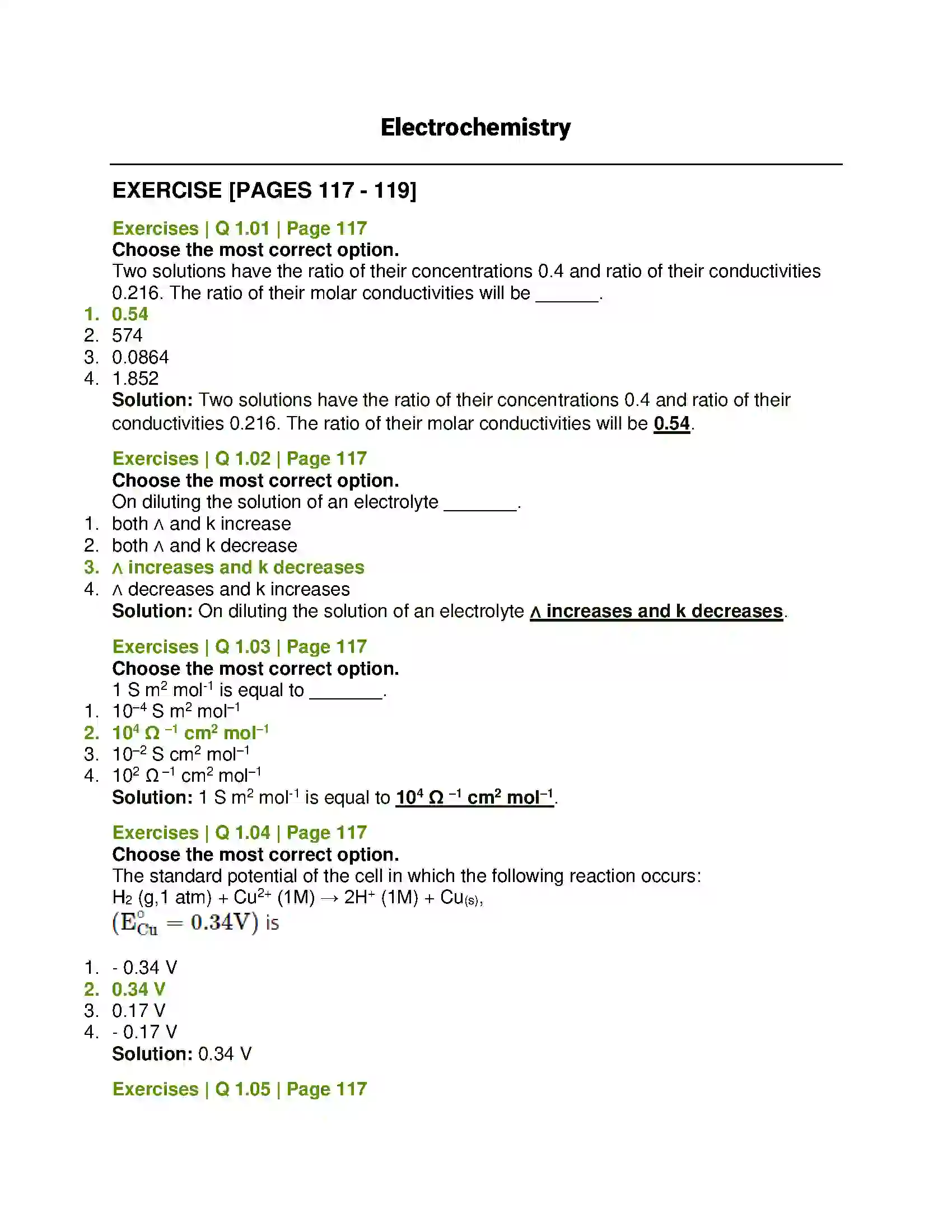 Maharashtra Board Class 12th Chemistry Electrochemistry Solution 1