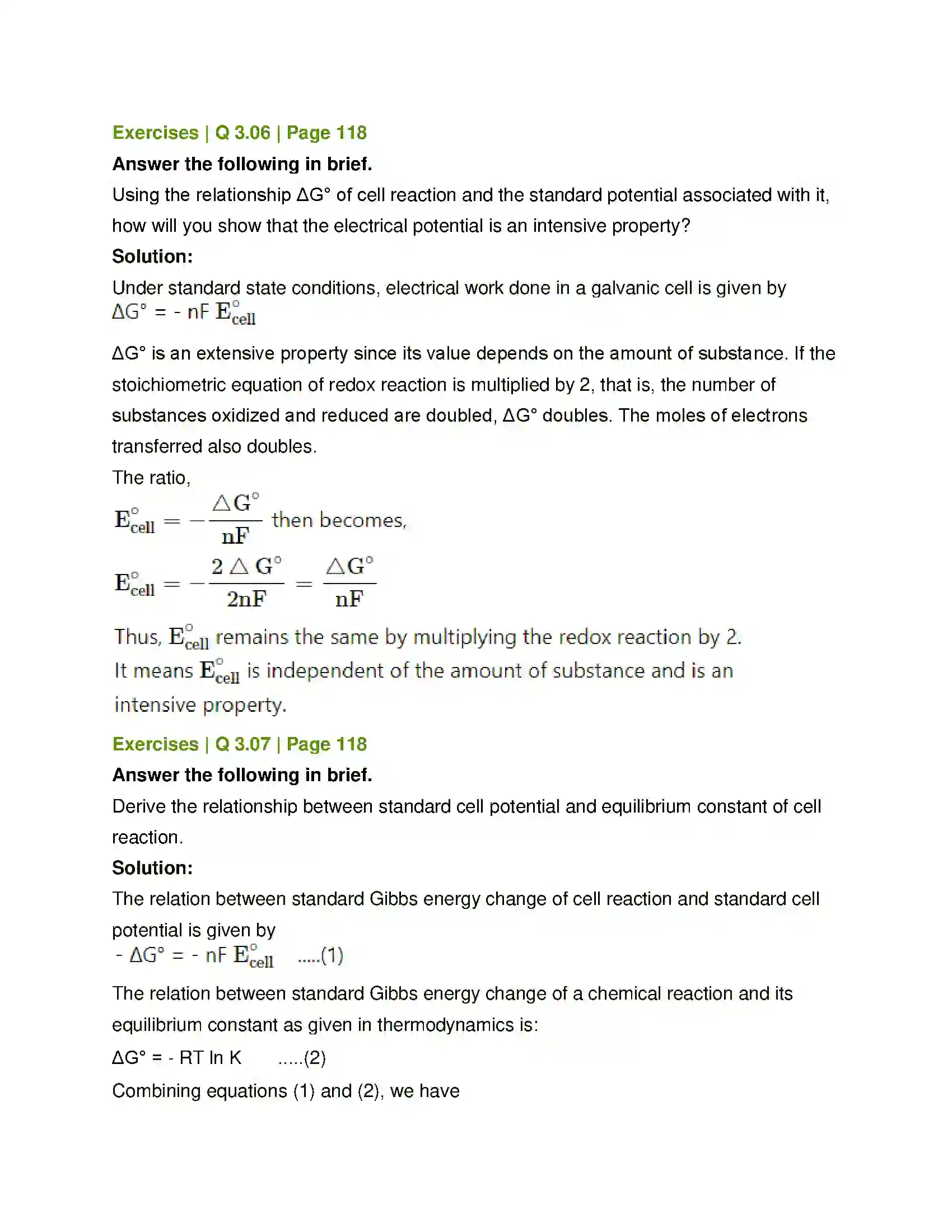 Maharashtra Board Class 12th Chemistry Electrochemistry Solution 12