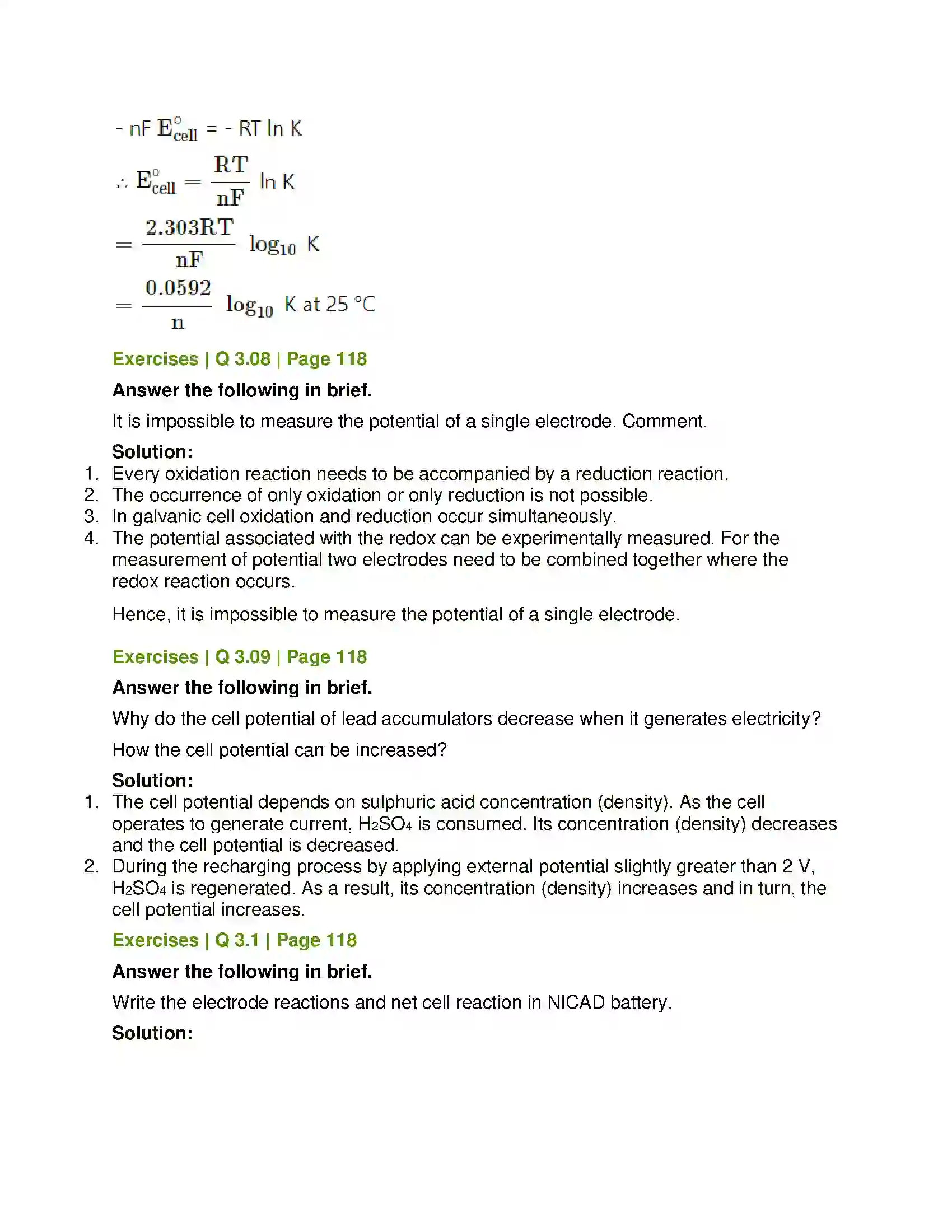 Maharashtra Board Class 12th Chemistry Electrochemistry Solution 13