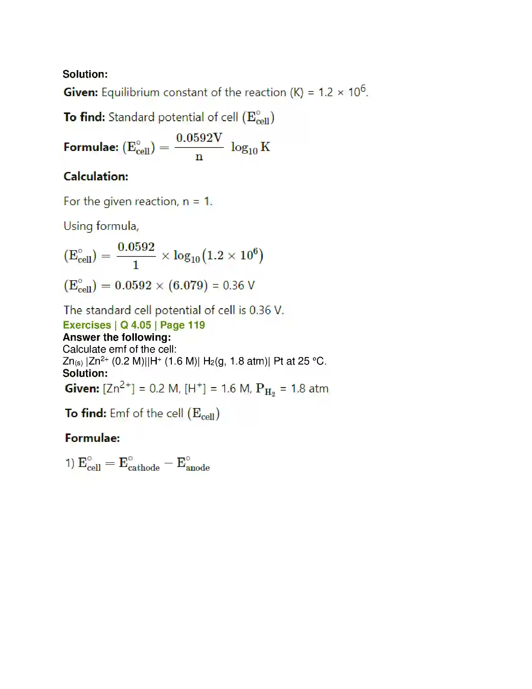 Maharashtra Board Class 12th Chemistry Electrochemistry Solution 18