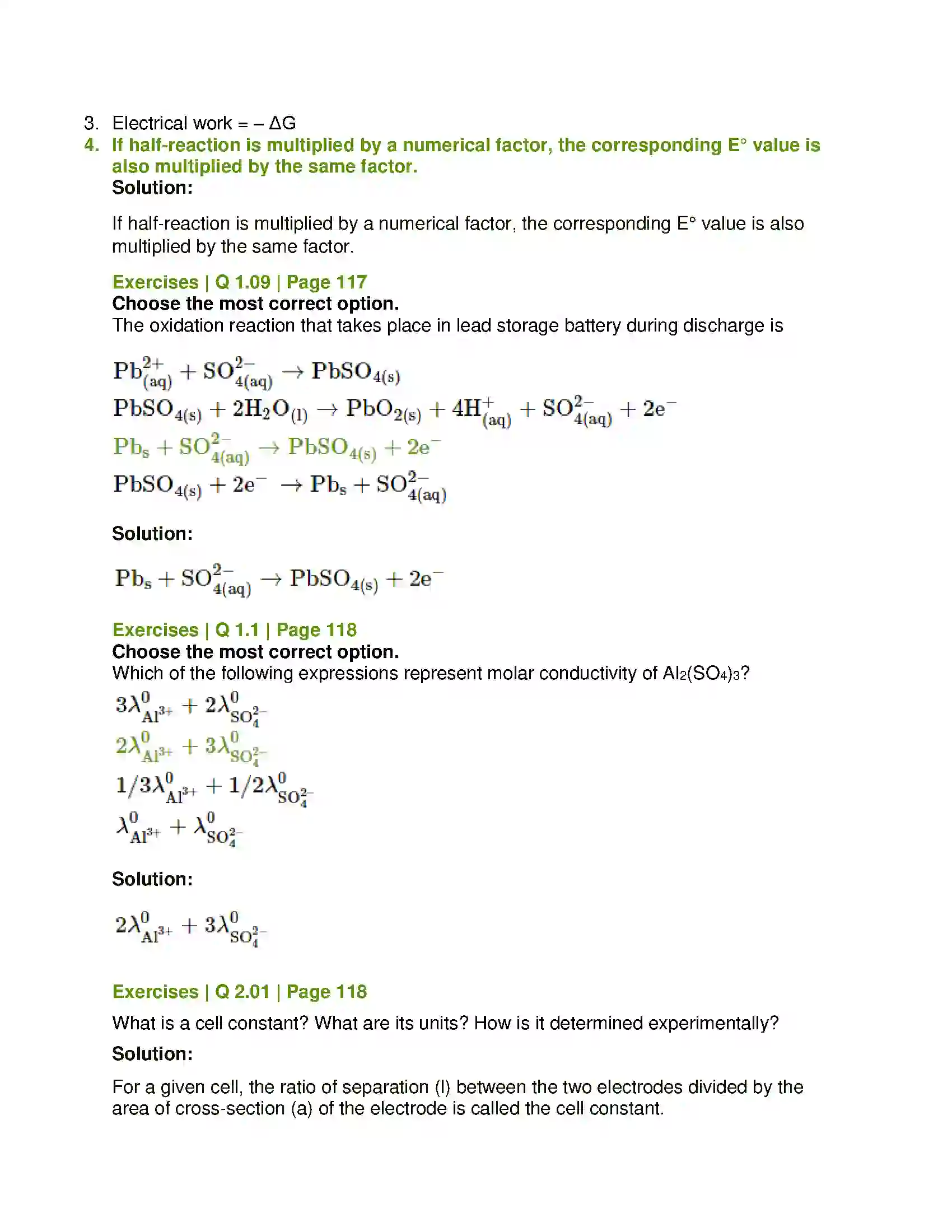Maharashtra Board Class 12th Chemistry Electrochemistry Solution 3